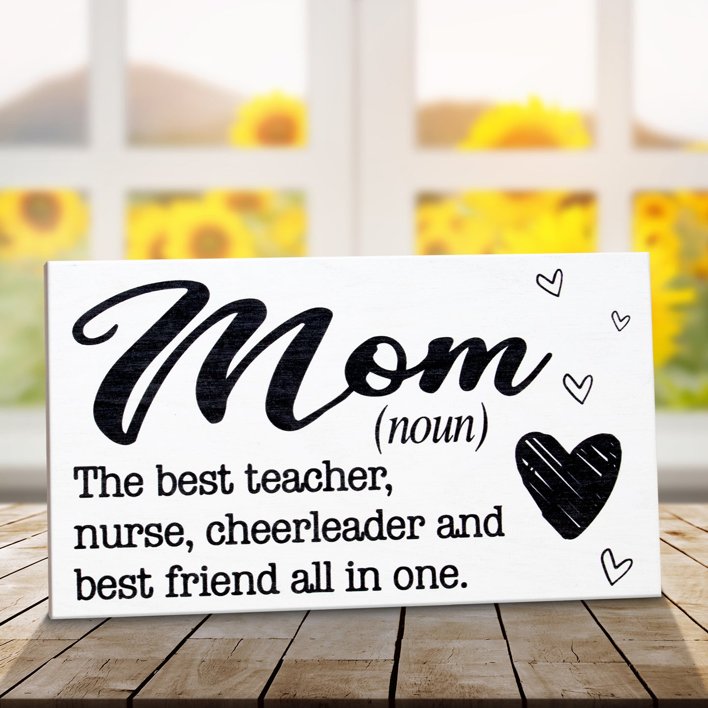 JennyGems Mom Sign - Mom The Best Teacher, Nurse, Cheerleader, and Best Friend All In One - Presents for Mom - Mom Gifts From Daughter, Mother's Day Gift for Mom, Real Wood