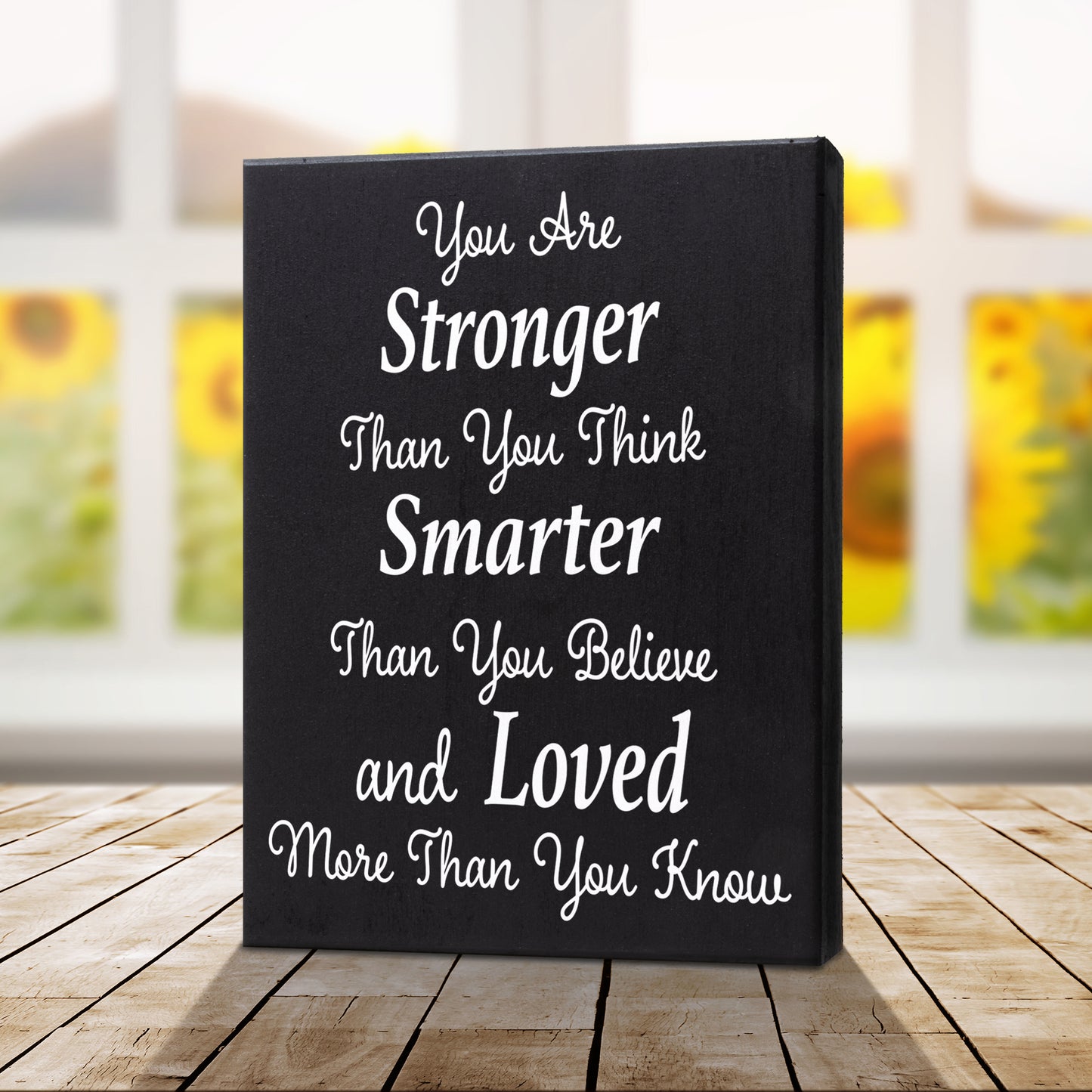 JennyGems You Are Stronger Than You Think Sign, Encouragement Gifts for Women, Inspirational Gifts Farmhouse Decor Signs, Best Friend Gifts, Desk Decor Positive Motivational Quotes