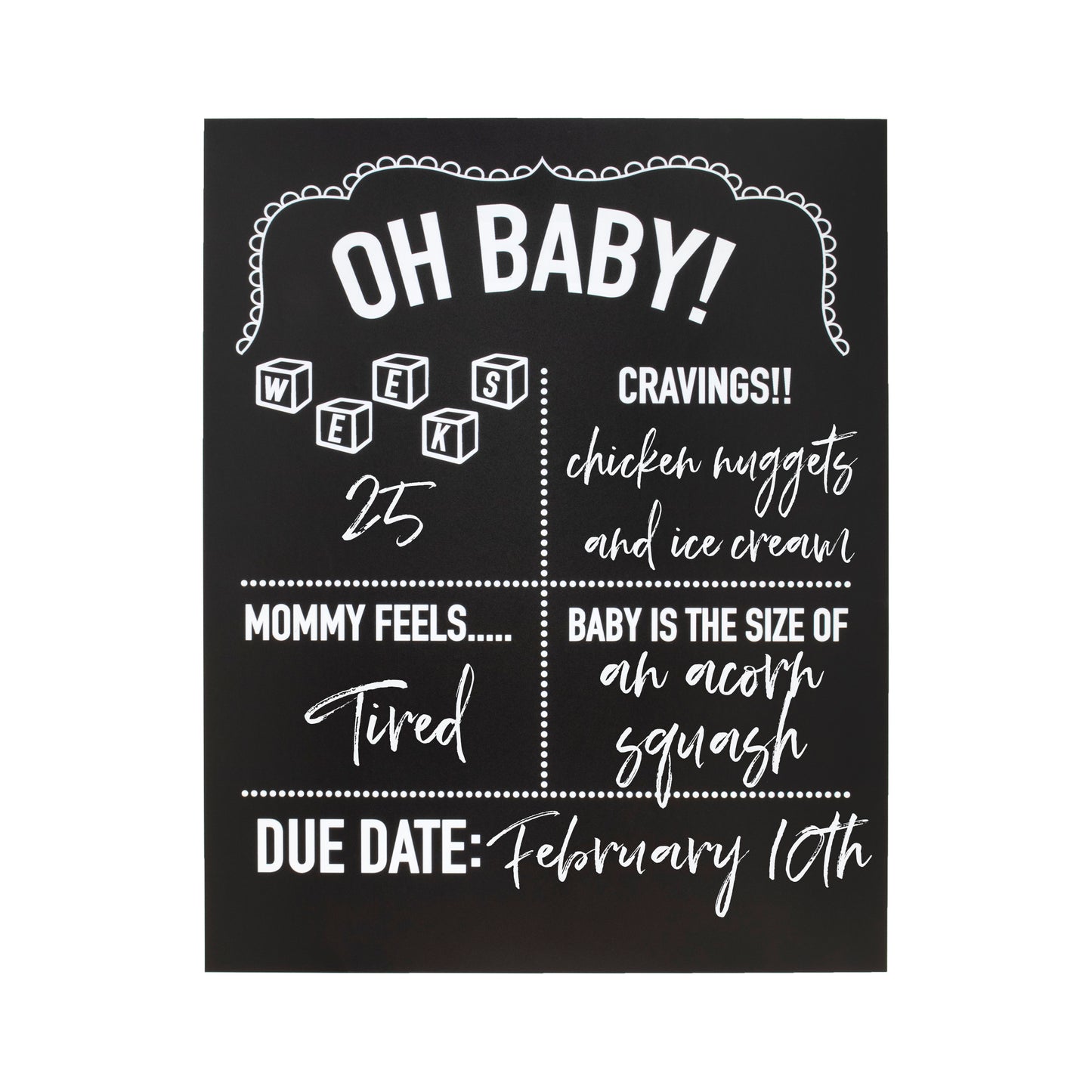 JennyGems Pregnancy Announcement Chalkboard, 11.5"x14.5" Reusable Weekly Pregnancy Tracker Photo Prop Board, Monthly Milestones Baby Bump Countdown, Pregnancy Timeline Wood Chalkboard Sign