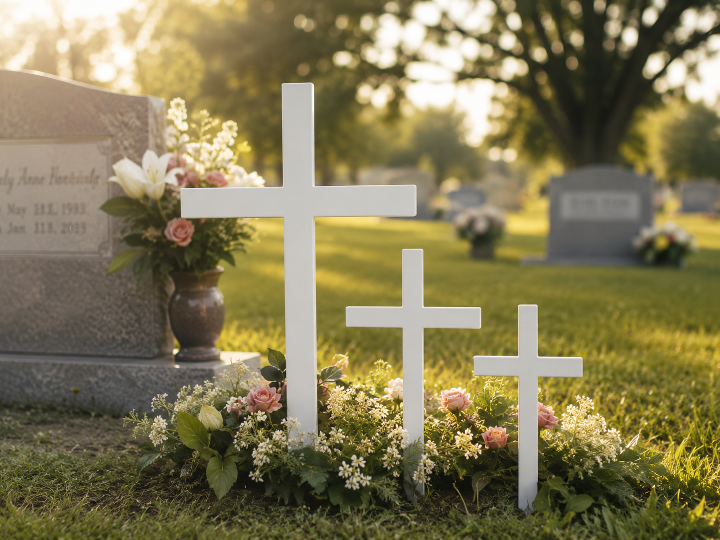 Cemetery Cross, White PVC, Indoor Outdoor