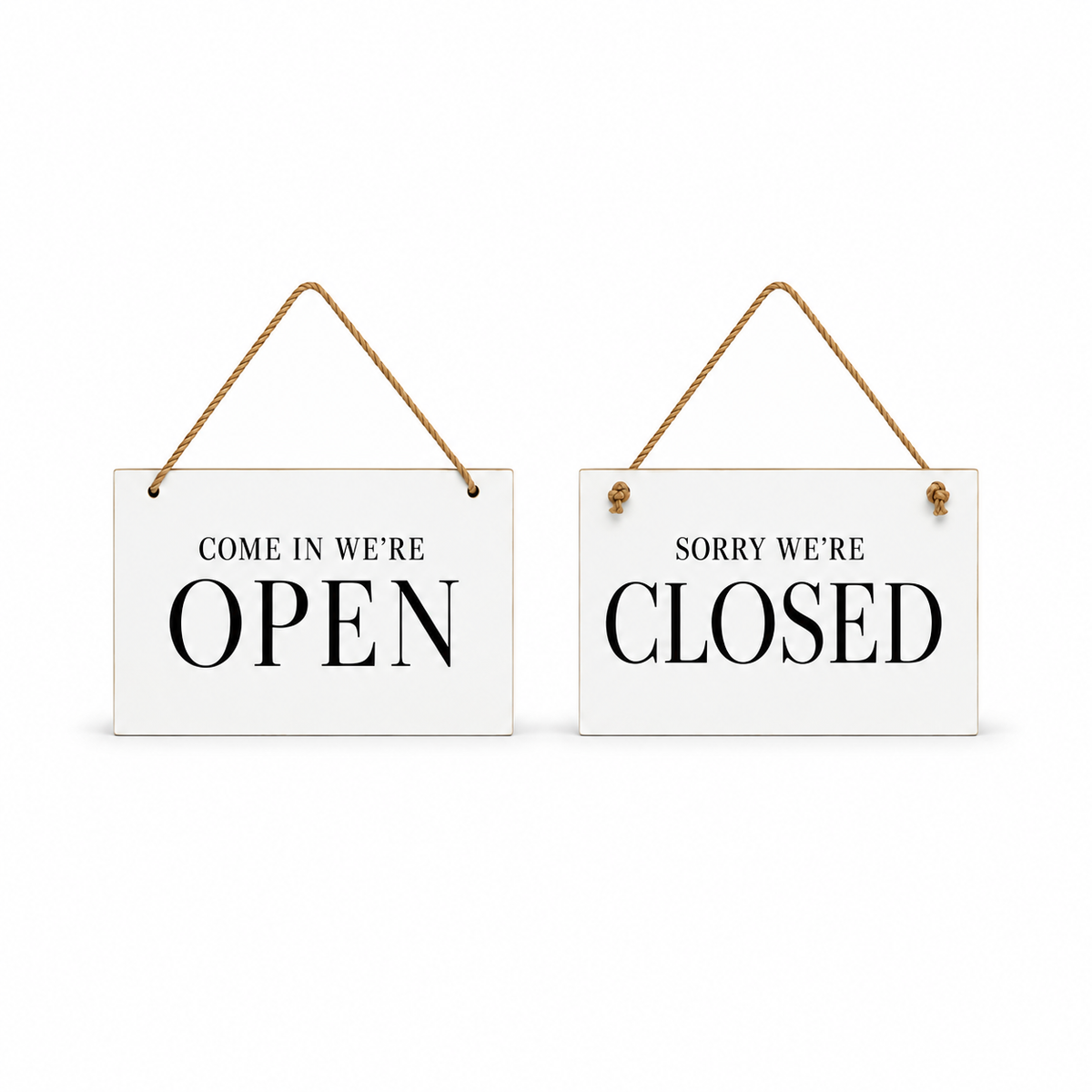 Open and Closed Sign for Business, Wood Reversible