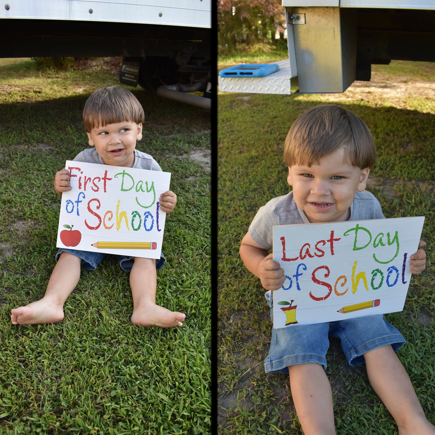 JennyGems Back To School Supplies, First and Last Day of School Reversible Sign, Double Sided, 10x12" First Day of School Sign, First Day Last Day of School Board, American Made