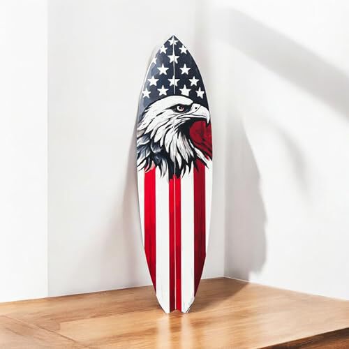 Outdoor Patriotic Decorative Surfboard, Americana Wall Hanging, Weather Resistant PVC, 5 Foot
