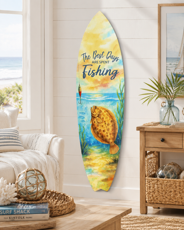 Fishing Surfboard Wall Art | Best Days Are Spent Fishing | PVC Outdoor Sign