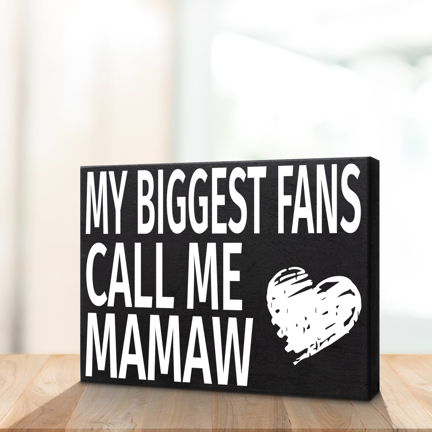 JennyGems Mamaw Gifts, My Biggest Fans Call Me Mamaw Wood Sign, Shelf Decor and Wall Hanging, Made in USA