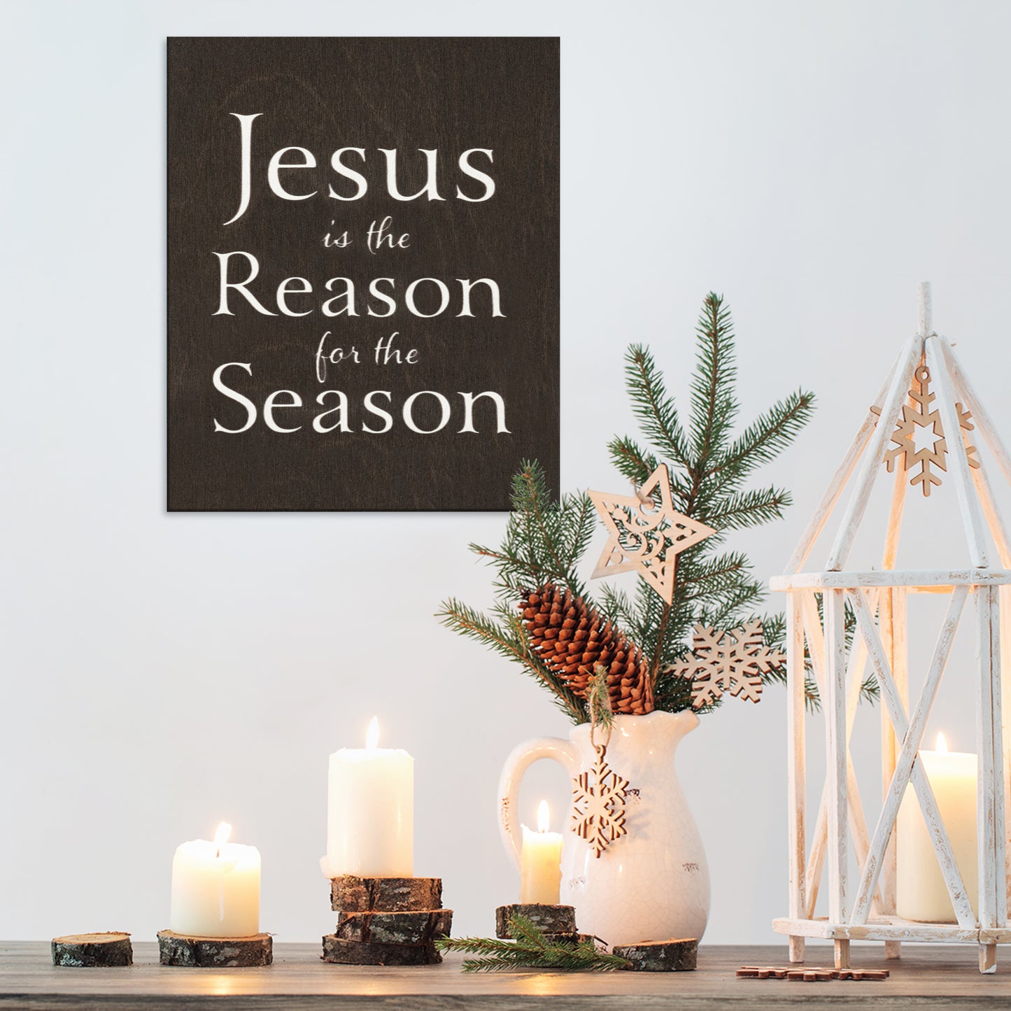 Jesus is the Reason For The Season Wood Sign, Christmas Decorations, Holiday Decor, Christmas Gifts, American Made (Black)