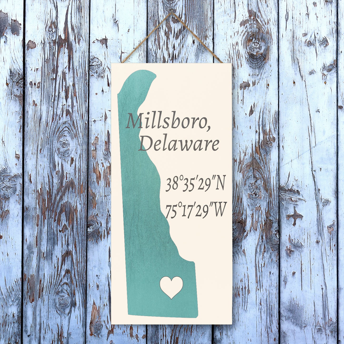 JennyGems Millsboro, Delaware Nautical Wooden Sign, Delaware Gifts, Made in USA