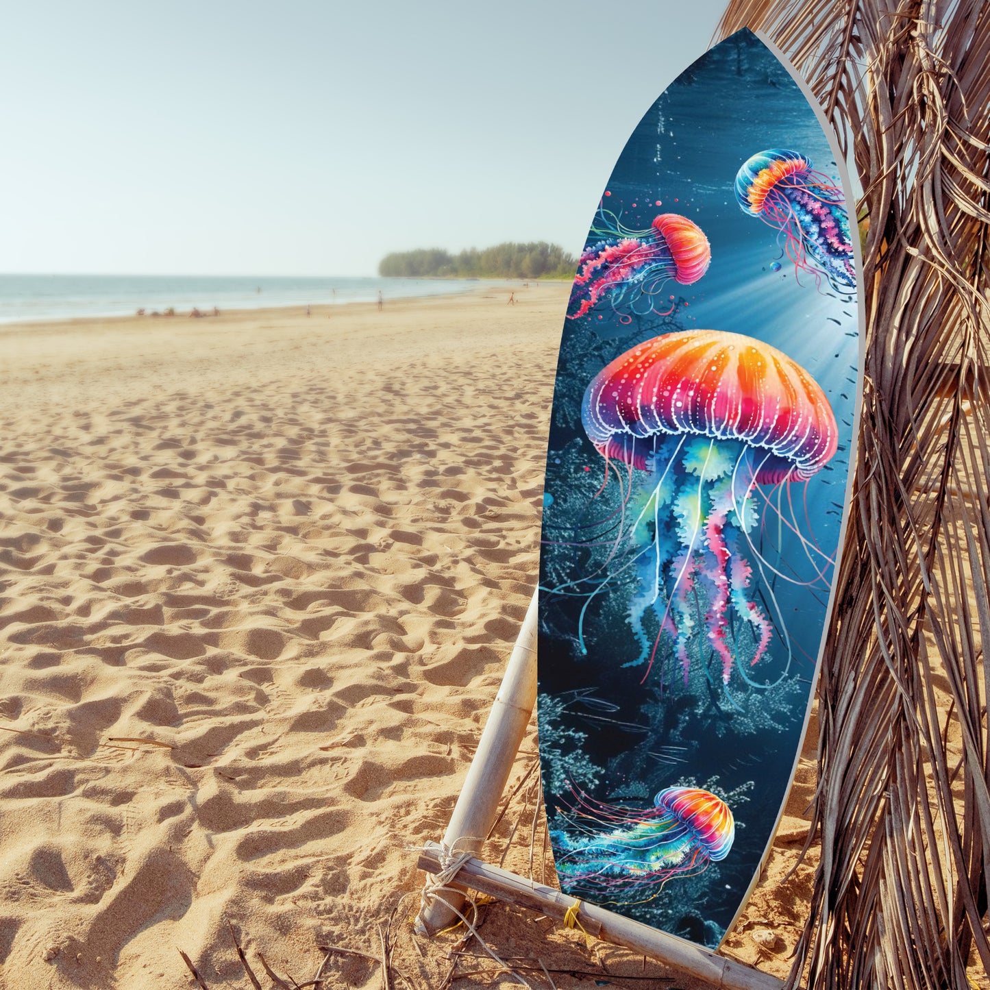 Outdoor Jellyfish Surfboard Wall Hanging, Weather Resistant, Decorative Jellyfish Wall Art, 4 Foot