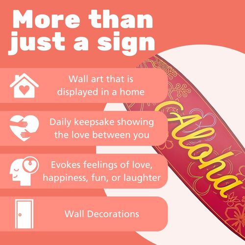 Outdoor Surfboard Wall Art Aloha, Bold Fuchsia Color, Hawaiian Decor, Weather Resistant PVC, Indoor Outdoor, 4 Foot