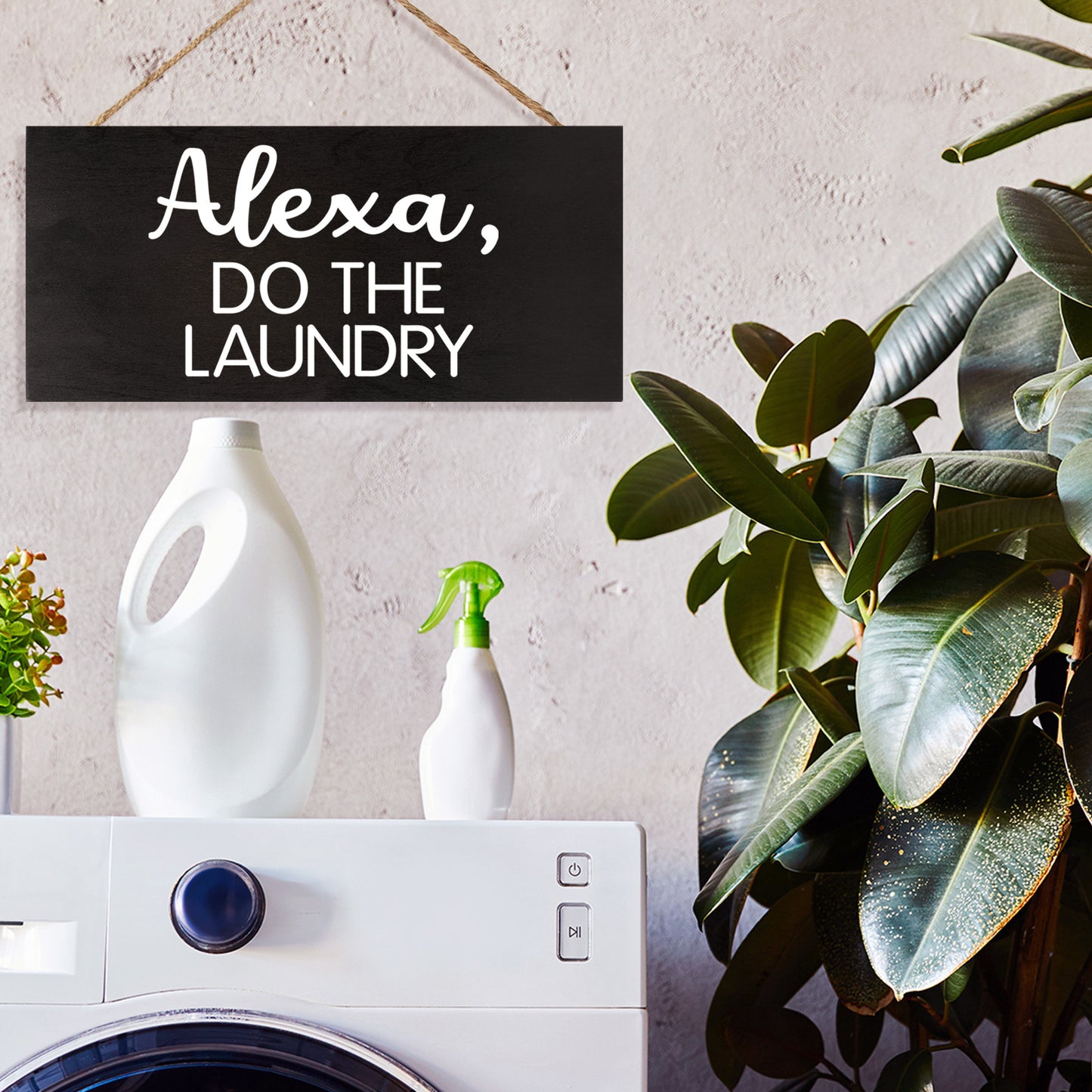 JennyGems Alexa Do the Laundry Wooden Sign, Laundry Room Decor, Funny Farmhouse Home Decoration, Made in USA