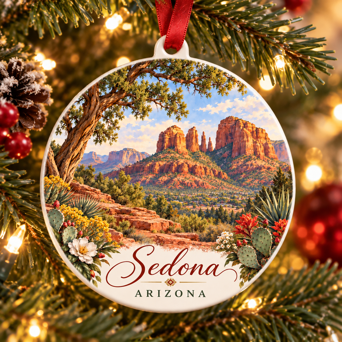 Sedona Arizona Ornament, Red Rock Travel Keepsake, Arizona Souvenir, Southwest Christmas Ornament, Sedona Vacation Gift