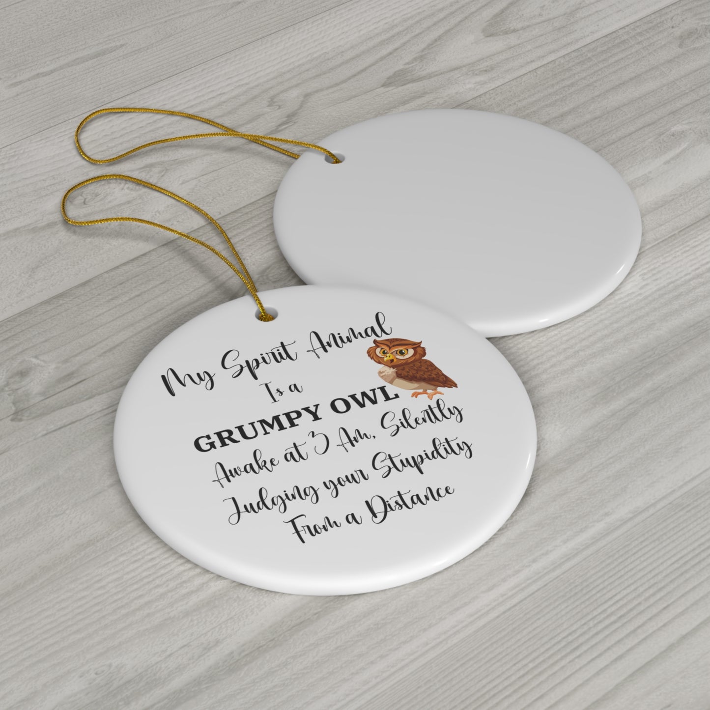 Funny Ornament, Funny Spirit Animal Grumpy Owl, 3am Judgment, Christmas Decor, Holiday Gift, Tree Ornament, Hanging Decor, Secret Santa