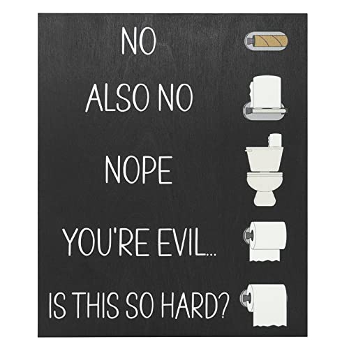 JennyGems Funny Bathroom Signs - Changing the Toilet Paper Wooden Wall Decor - Farmhouse Bathroom Decoration for Wall Hanging, Black