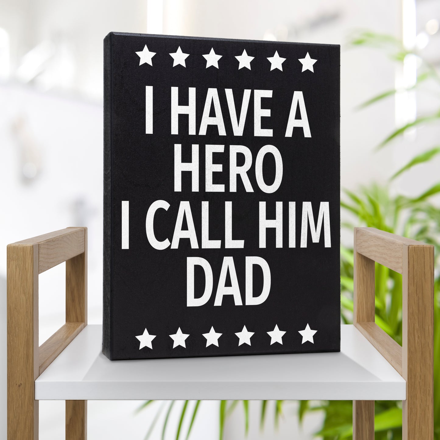 JennyGems Dad Gifts, Dad Birthday Gift, I Have A Hero I Call Him Dad Sign, Gifts for Dad, 6x8 Inch Wood Box Sign, Decorative Plaque for Dad, American Made