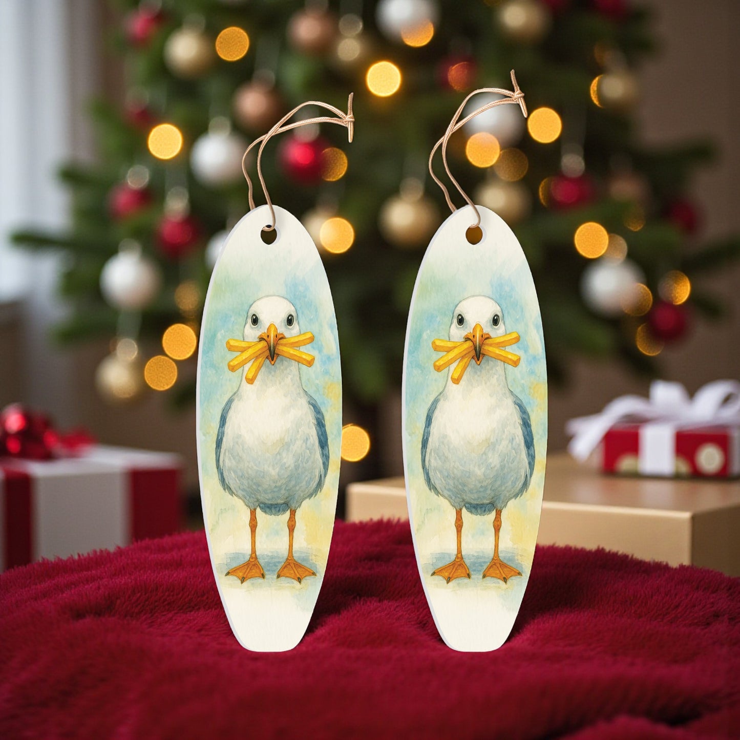 Seagull with French Fries Ornament 2 Pack