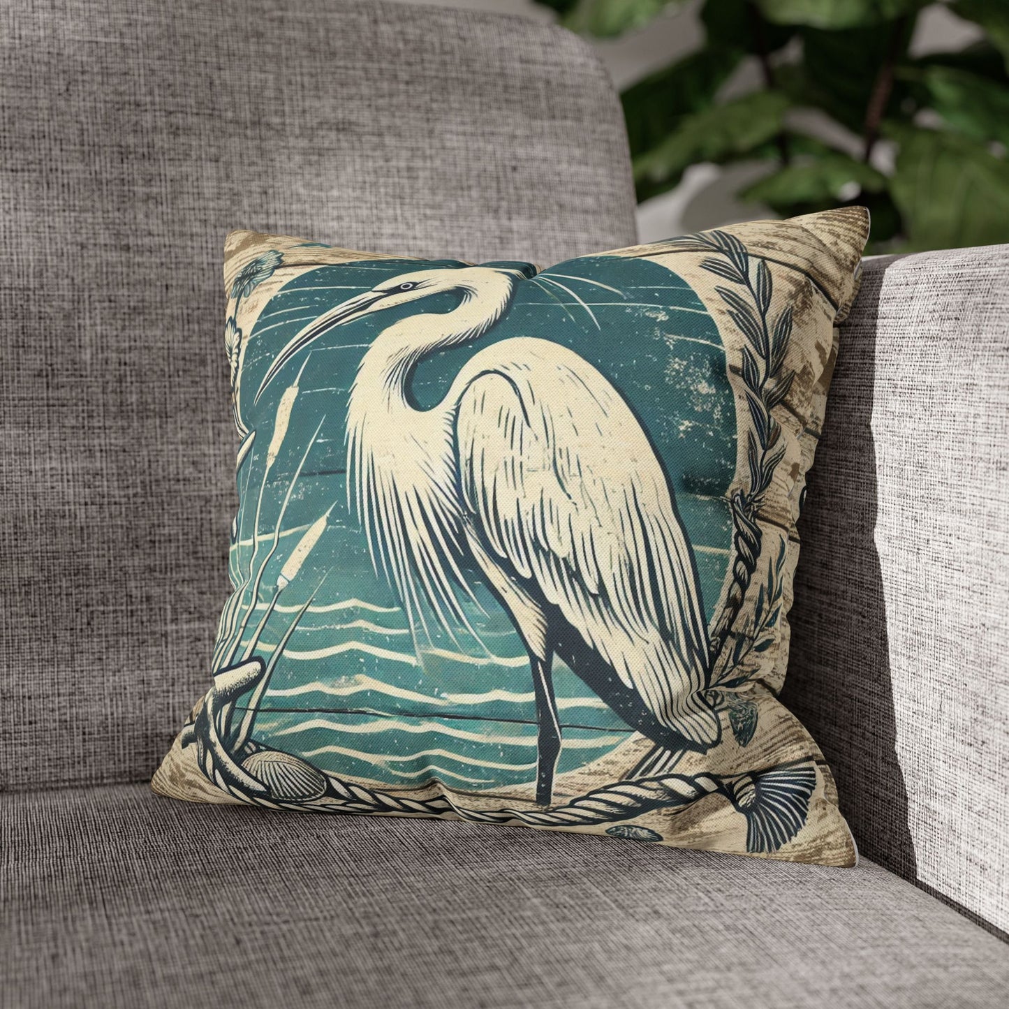Egret Heron Bird Pillow Cover Decor