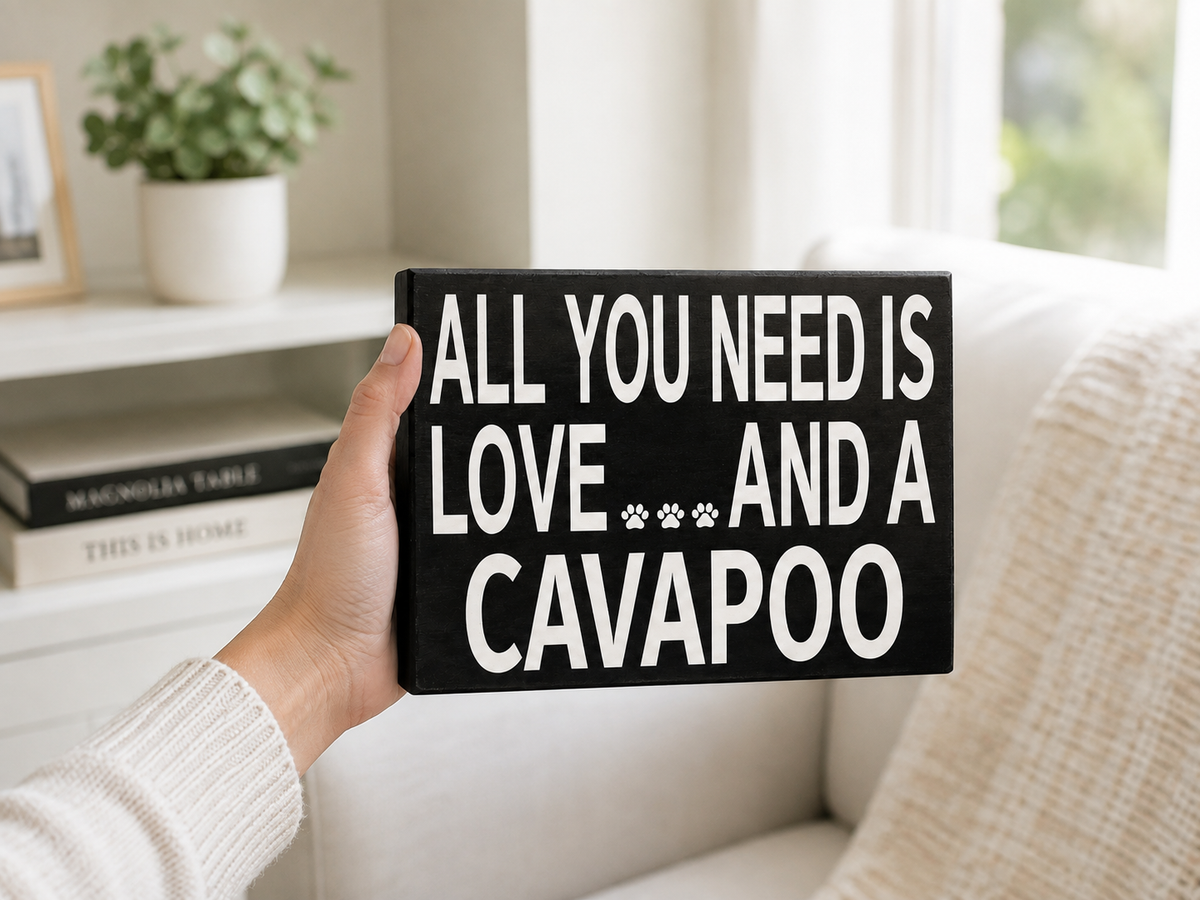 A hand holds a black rectangular sign with white text reading 'ALL YOU NEED IS LOVE.