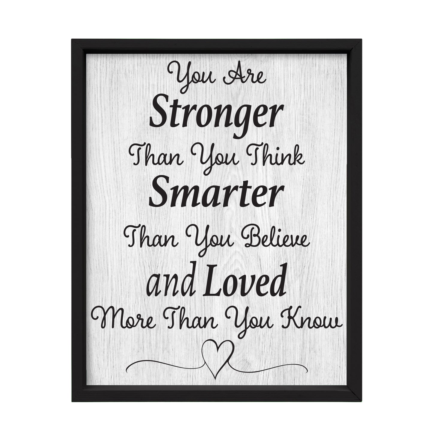 JennyGems You Are Stronger Than You Think Framed Wooden Sign, Inspirational Quote, Motivational Home and Office Decor, Encouragement, 16x20 Inches, Made in USA