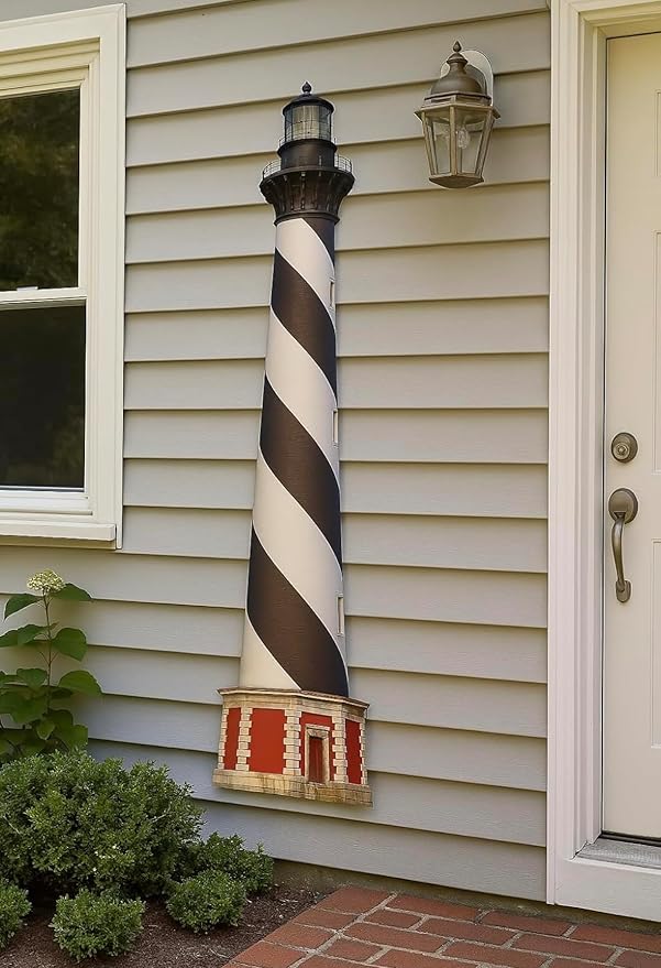 Lighthouse Wall Art, Cape Hatteras North Carolina Lighthouse Sign, Indoor Outdoor Weatherproof PVC Decor, 4 feet