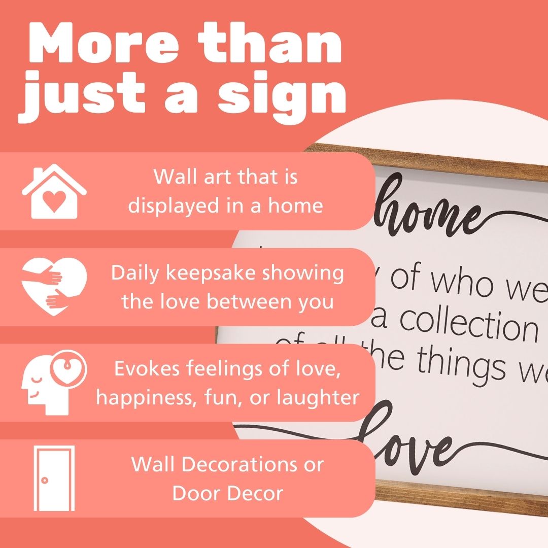 JennyGems Home the Story Of Who We Are and a Collection Of All the Things We Love Framed Wooden Sign, Family Wall Decor, 16 x 20, Farmhouse Love Sign