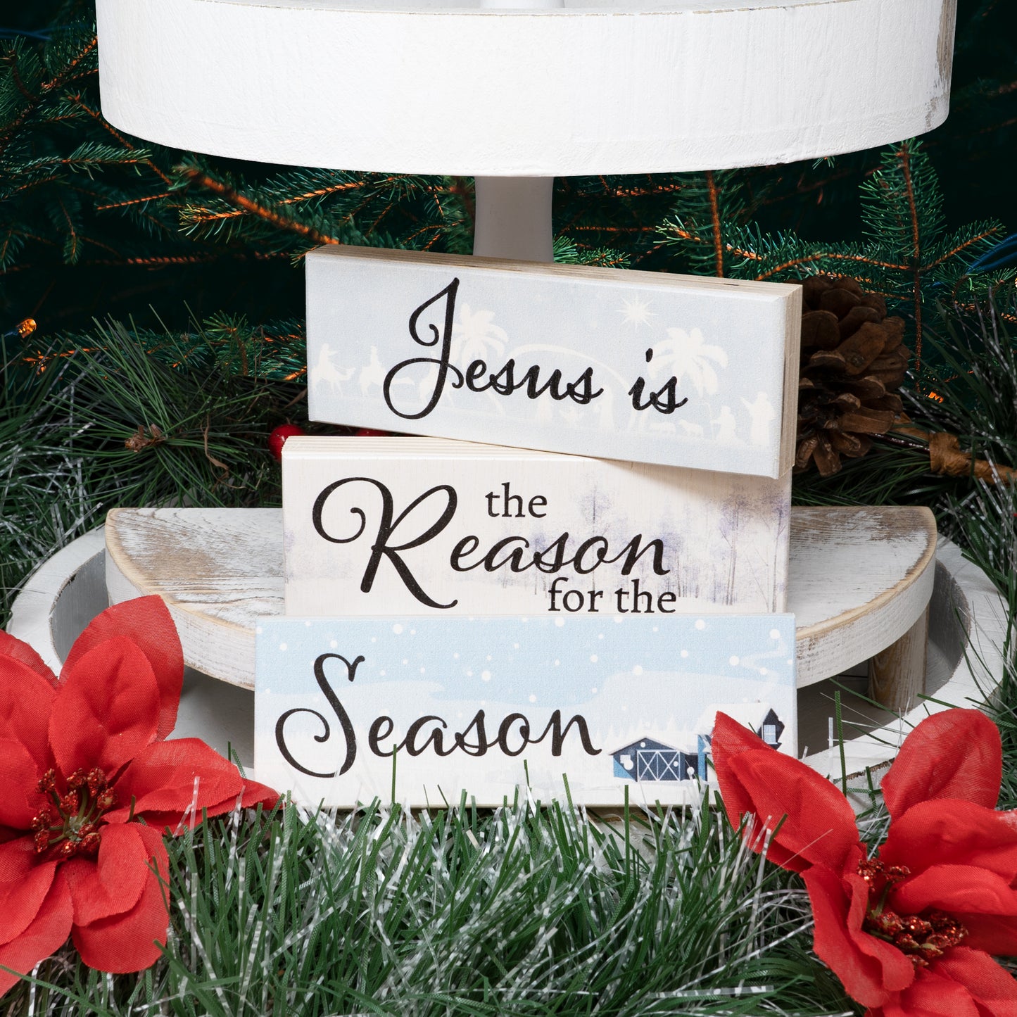 JennyGems Christmas Decor, Jesus Is the Reason for the Season, Christmas Decorations, Mini Wood Block Signs, Tiered Tray Decor, Holiday Decor, Christmas Gifts, Christmas Nativity Signs