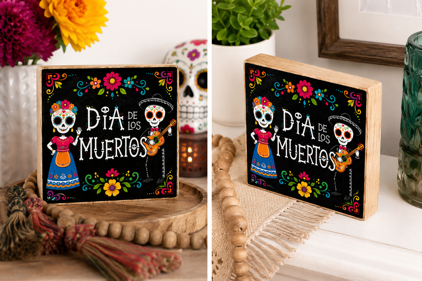Day of the Dead Sign, Dia De Los Muertos Decor, Day of The Dead Decor, Halloween Decorations Day of the Dead Decorations Sugar Skulls Skeletons