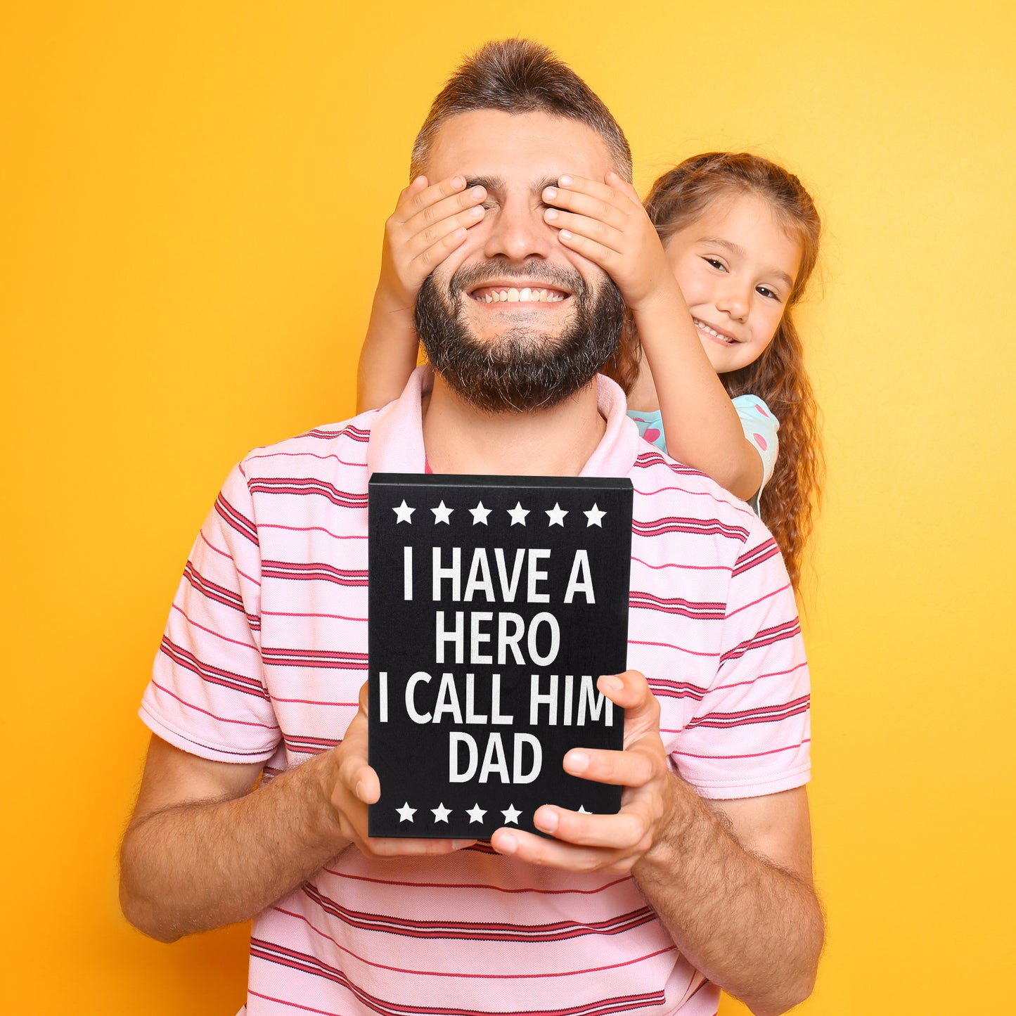 JennyGems Dad Gifts, Dad Birthday Gift, I Have A Hero I Call Him Dad Sign, Gifts for Dad, 6x8 Inch Wood Box Sign, Decorative Plaque for Dad, American Made