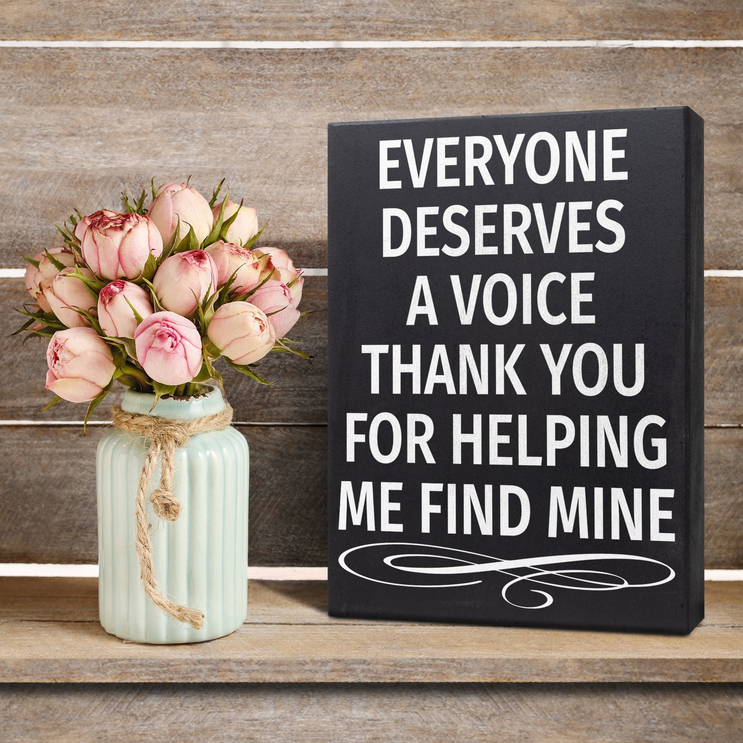 JennyGems Speech Therapist Sign | Everyone Deserves A Voice Thank You for Helping Me Find Mine | Therapy Gift Idea | American Made Wood Sign