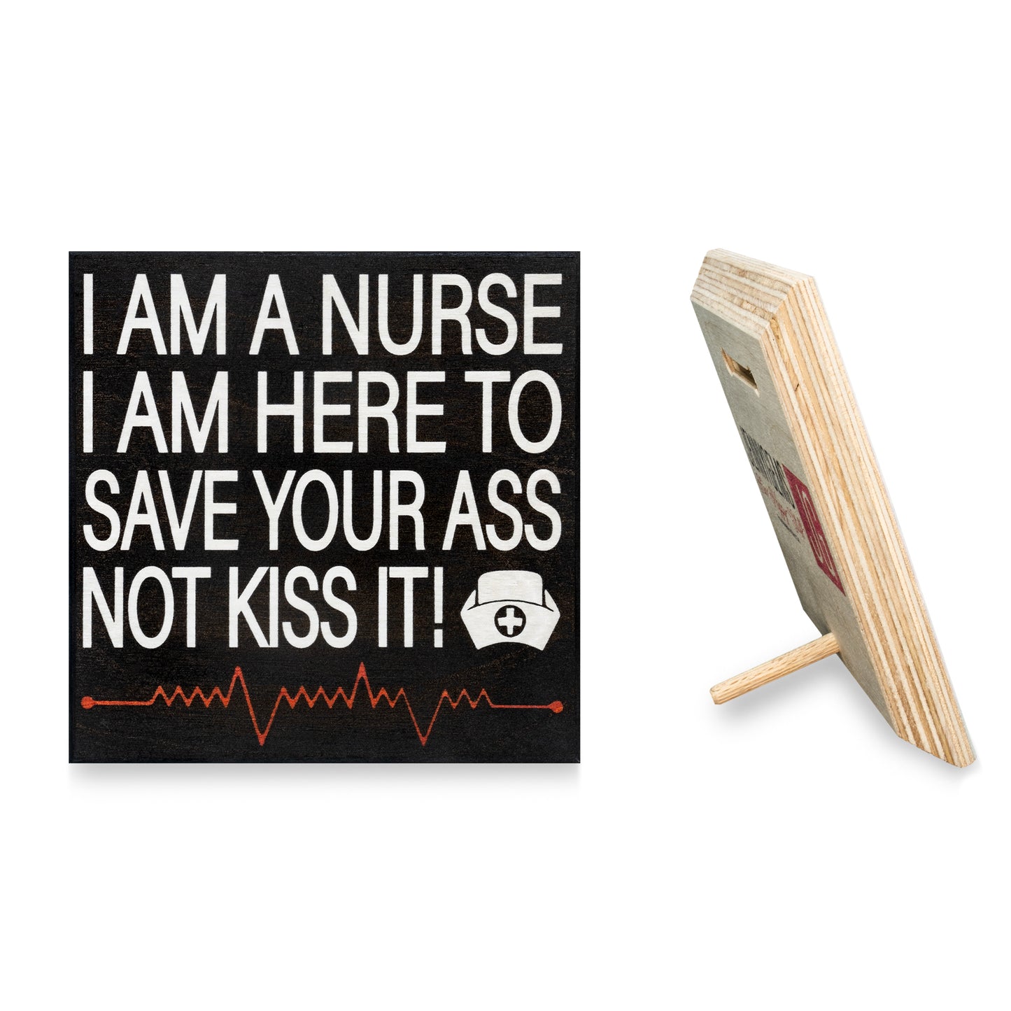 JennyGems Nurse Gift Sign - Funny Nurse Plaque Sign - Wood Sign Hangs or Stands - White or Black
