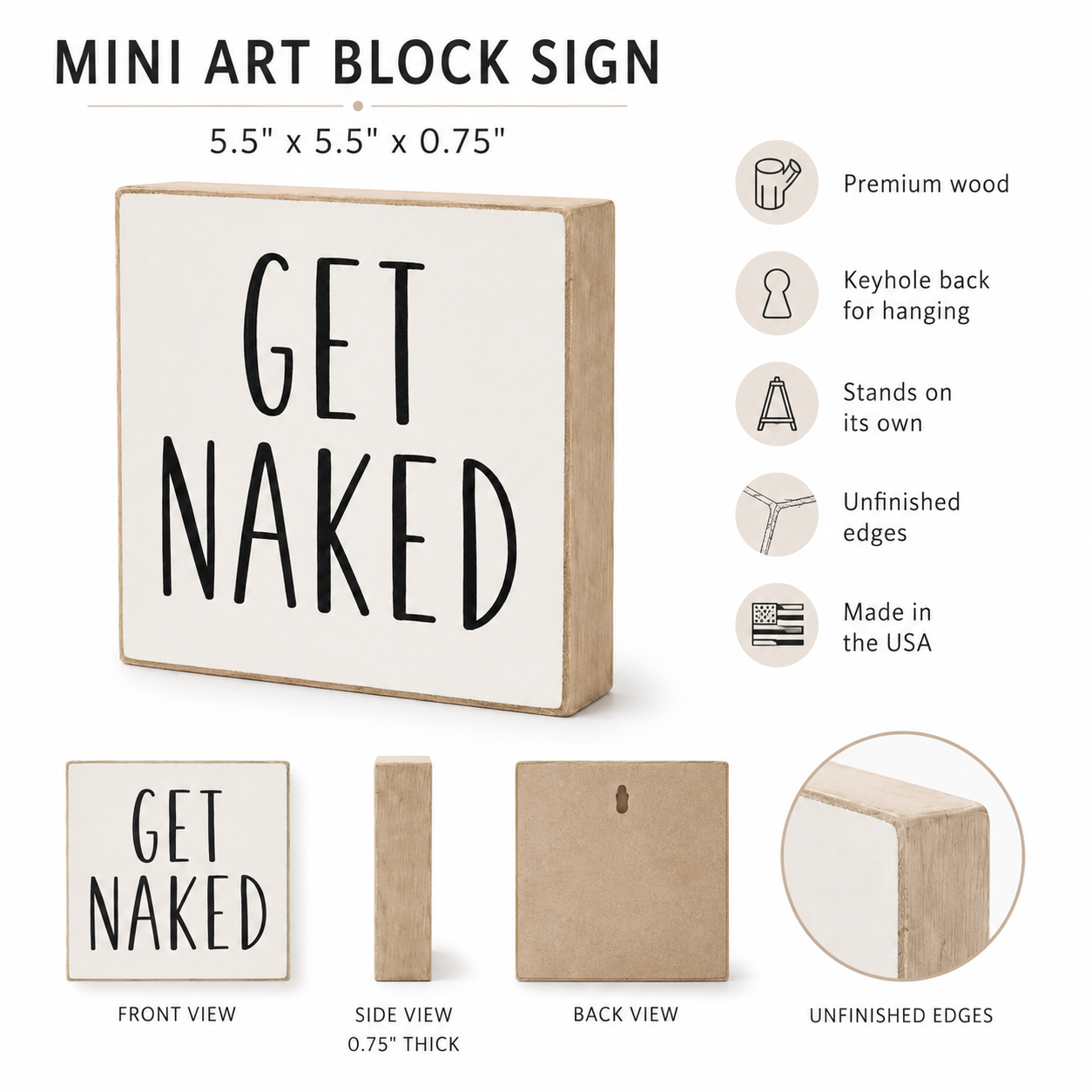 Get Naked Sign for Bathroom