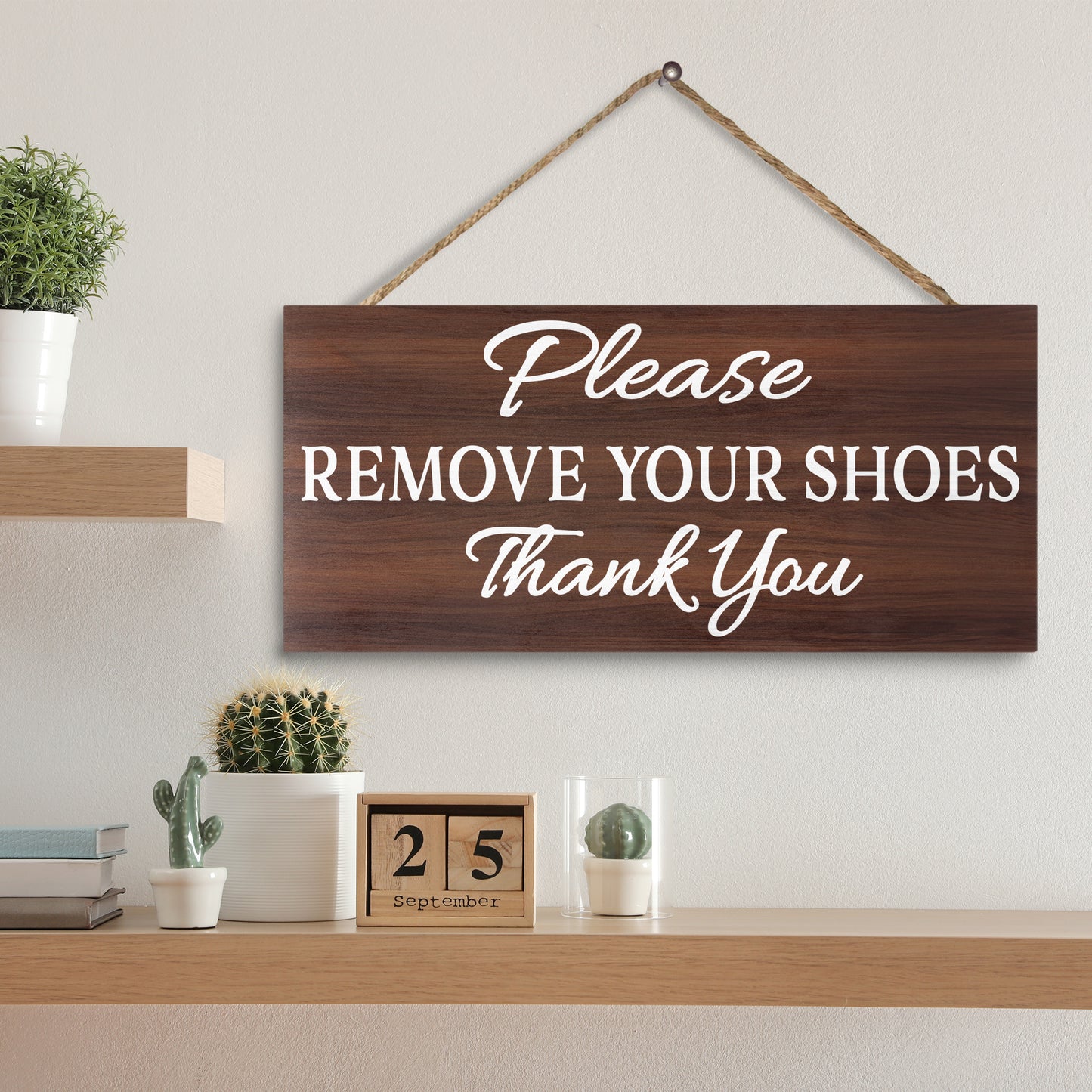 JennyGems - Please Remove Your Shoes Thank You, No Shoes Sign, 12x6 Inches - Made in USA