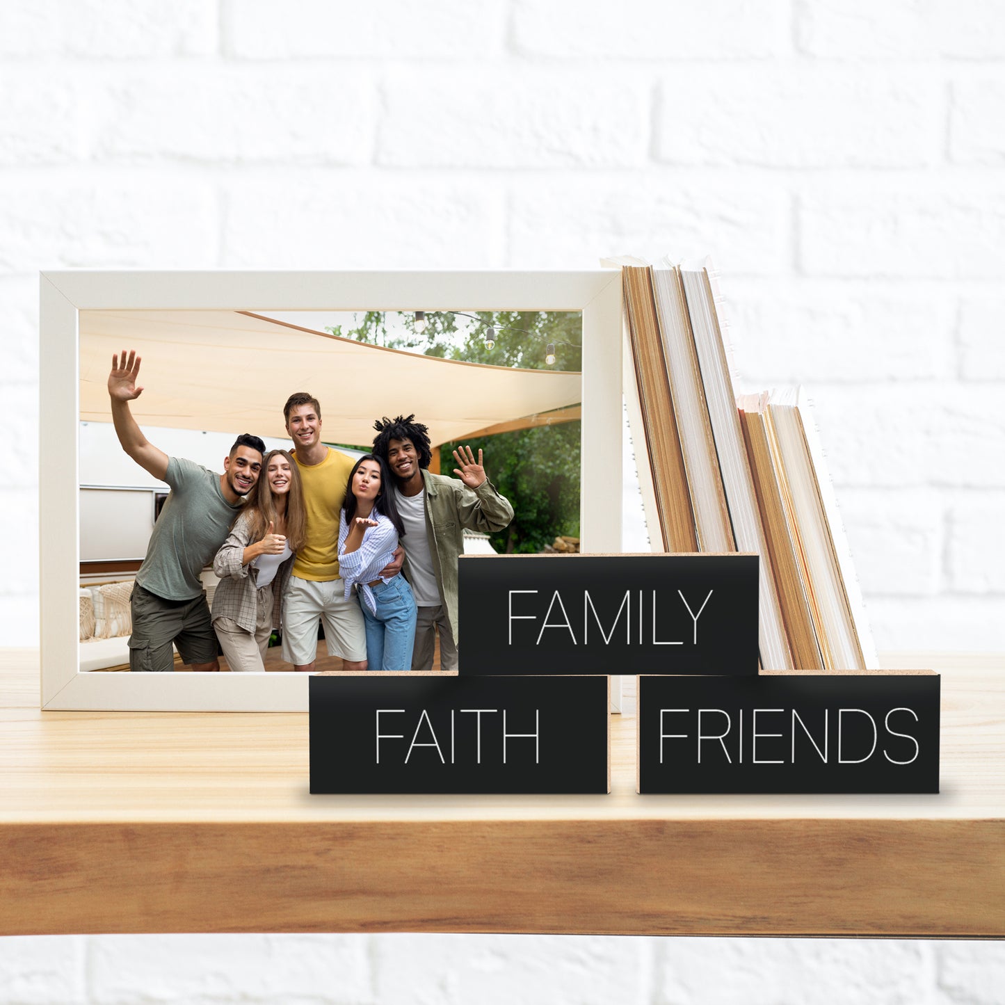 Faith Family Friends 3 Piece Mini Wood Block Set