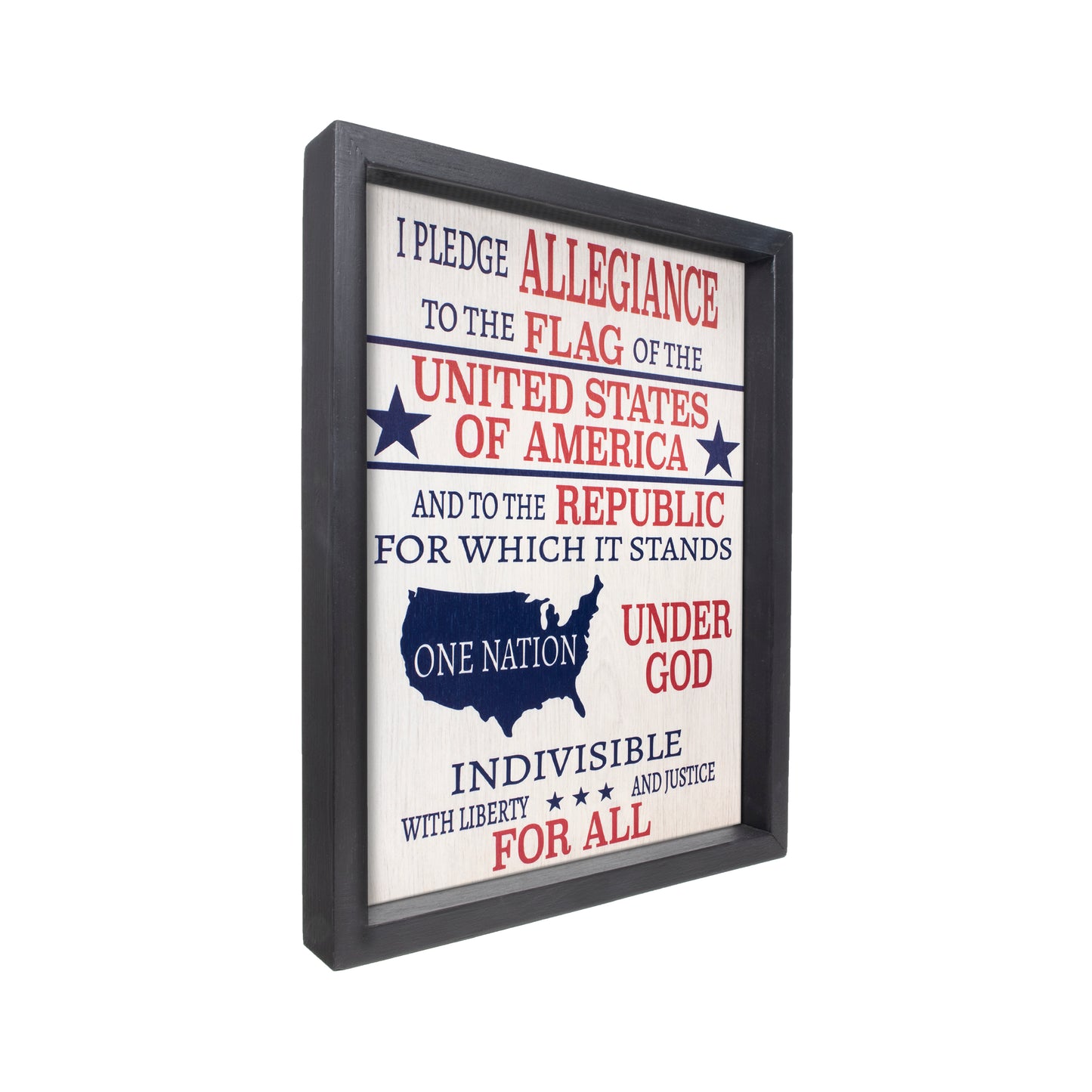 Pledge of Allegiance Patriotic Wood Sign - Framed American Decor Plaque | Inspirational Wall Art Made in USA