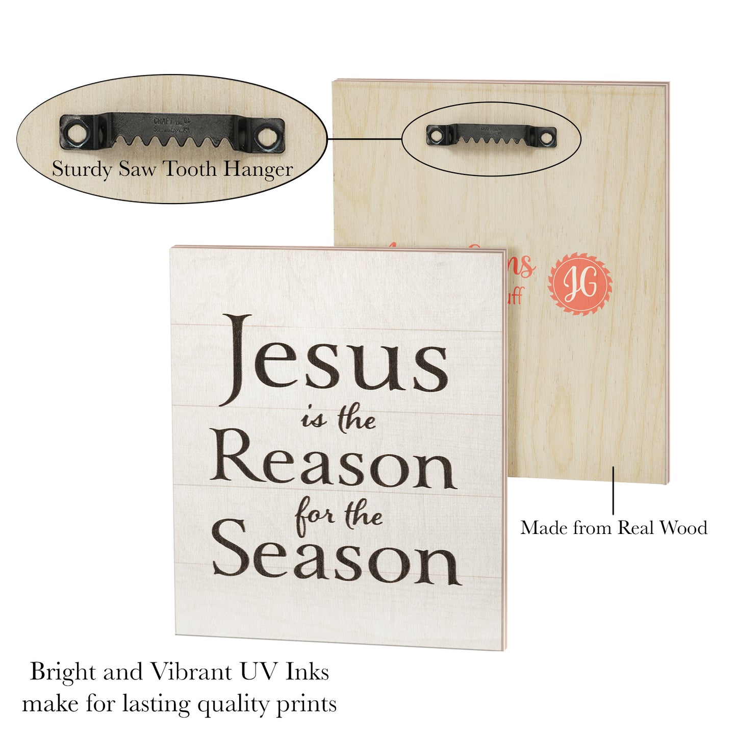 Jesus is the Reason For the Season Wood Sign, Christmas Decorations, Christmas Decor, Holiday Decor, American Made (White)