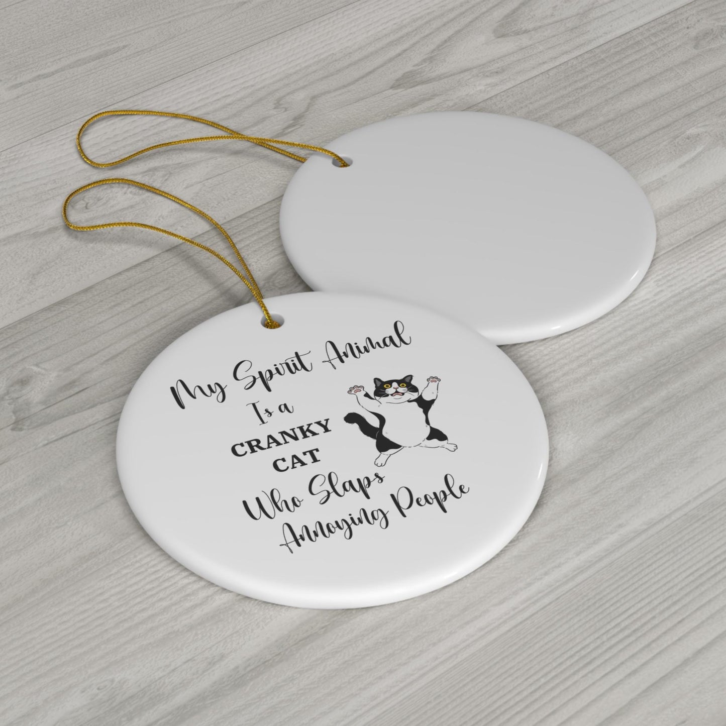 Funny Cat Mom Gift, Cranky Cat Ornament, My Spirit Animal Slaps Annoying People, Funny Cat Lover Gift, Cat Humor, Gift for Cat Owners