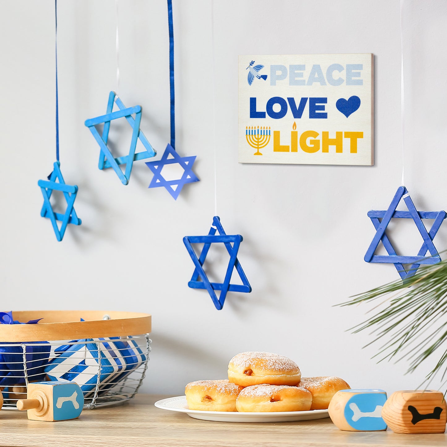 Peace Love Light Wood Sign, Hanukkah Decorations Indoor, Hanukkah Party Decorations, Chanukah Decorations, Hanukkah Gift