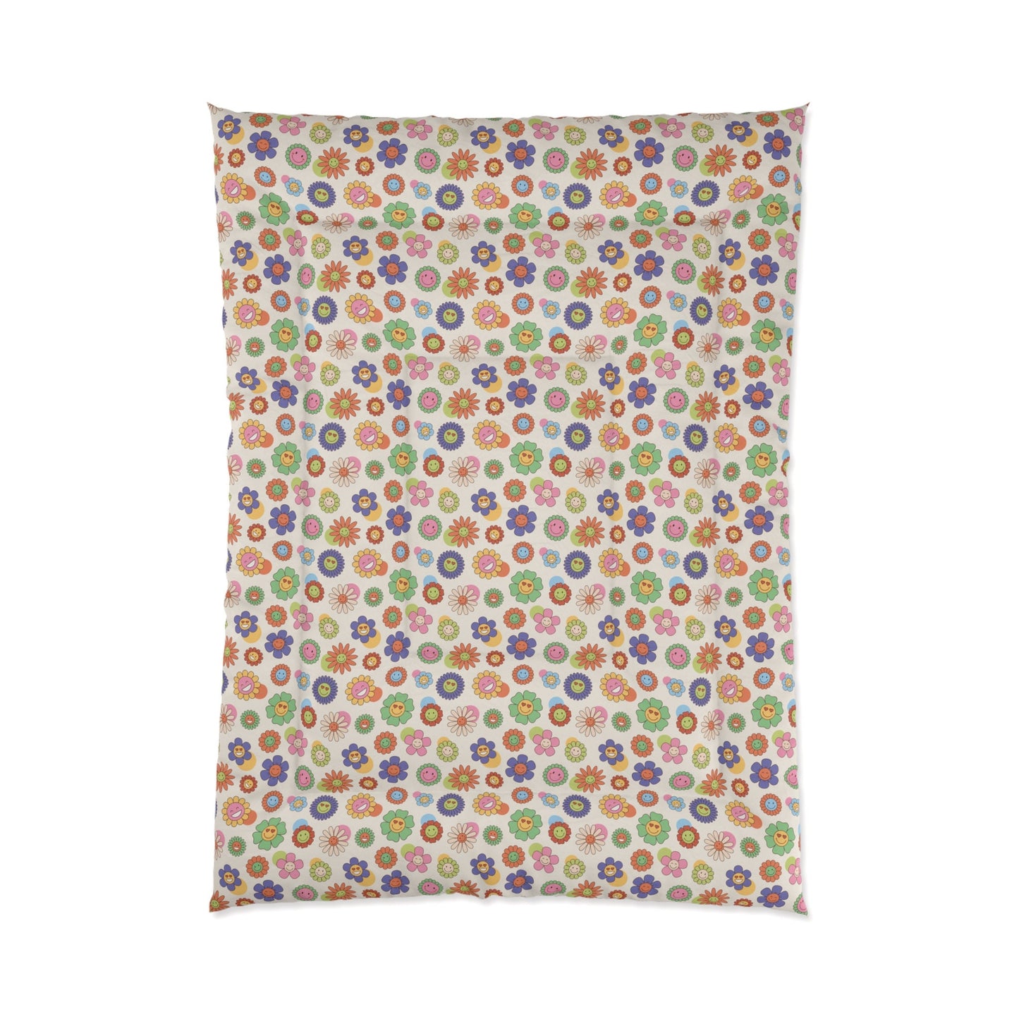 Retro Hippie Flower Bedding Comforter | 1960s Comforter and 1970s Themed Comforter, Flower Power Boho Vintage Inspired