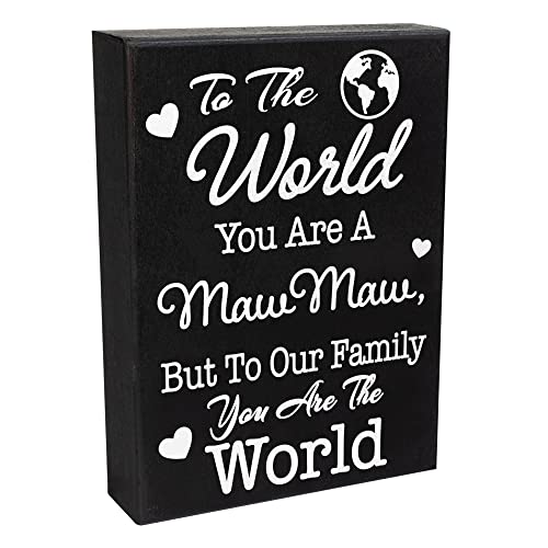 JennyGems Maw Maw Gift Sign Decor Plaque, Mawmaw Gift Wall Hanging and Tabletop Box Sign, 6x8 Inch Wood Sign, Made in USA