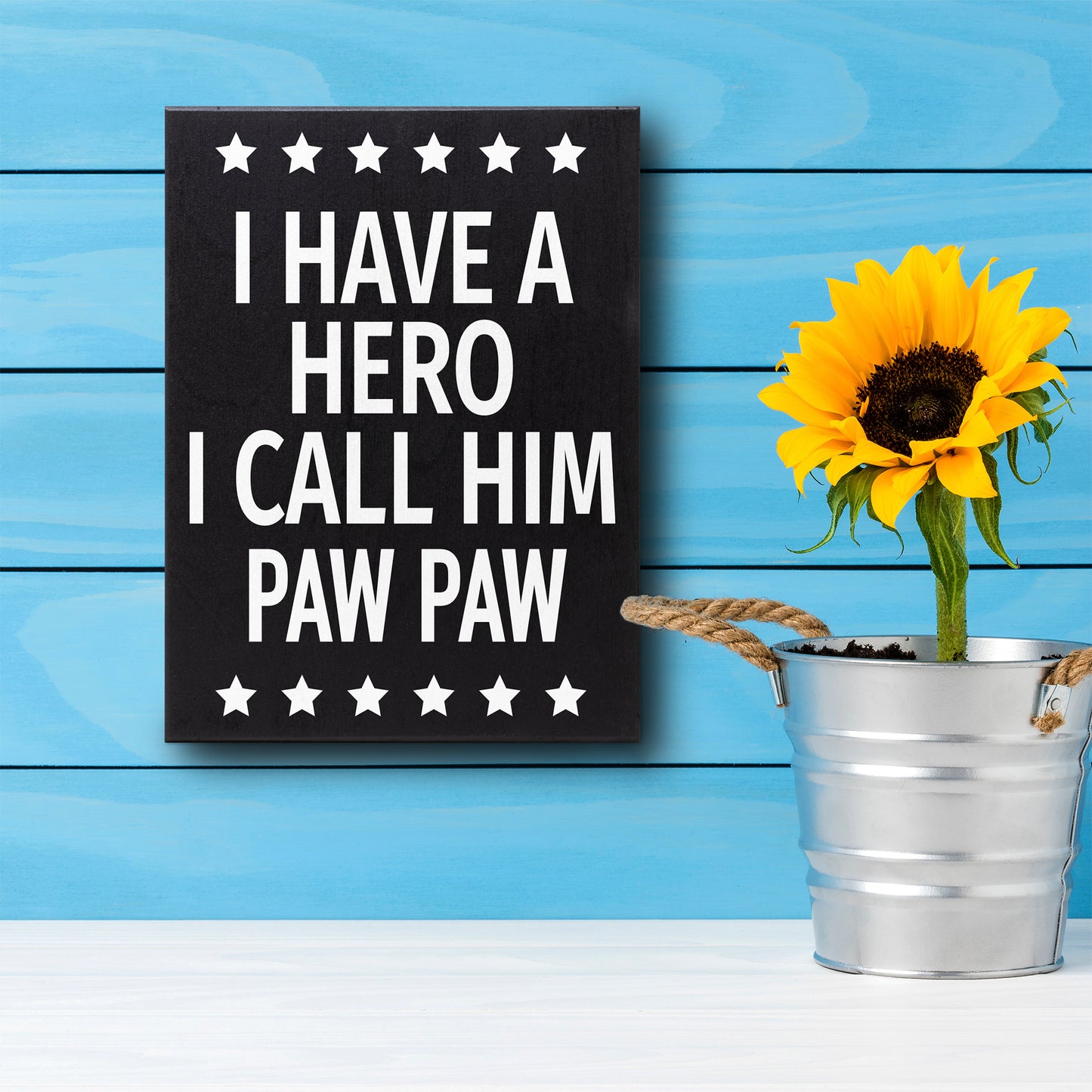 JennyGems Paw Paw Gifts from Grandson Granddaughter, Gifts for Paw Paw, I Have A Hero I Call Him Paw Paw Wood Sign, Paw Paw Birthday Gifts