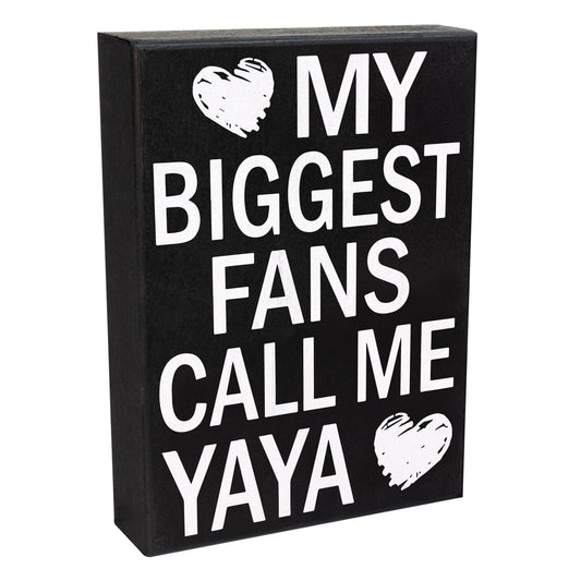 JennyGems Gifts for Yaya, Yaya Gifts from Grandkids, My Biggest Fans Call Me Yaya Wood Sign, Yaya Gifts for Christmas, Yaya Birthday Gifts