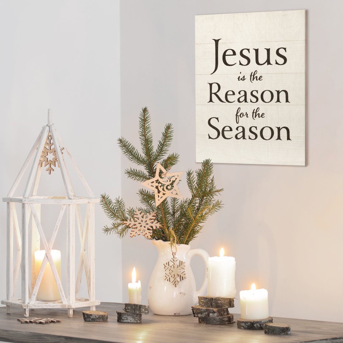 Jesus is the Reason For the Season Wood Sign, Christmas Decorations, Christmas Decor, Holiday Decor, American Made (White)