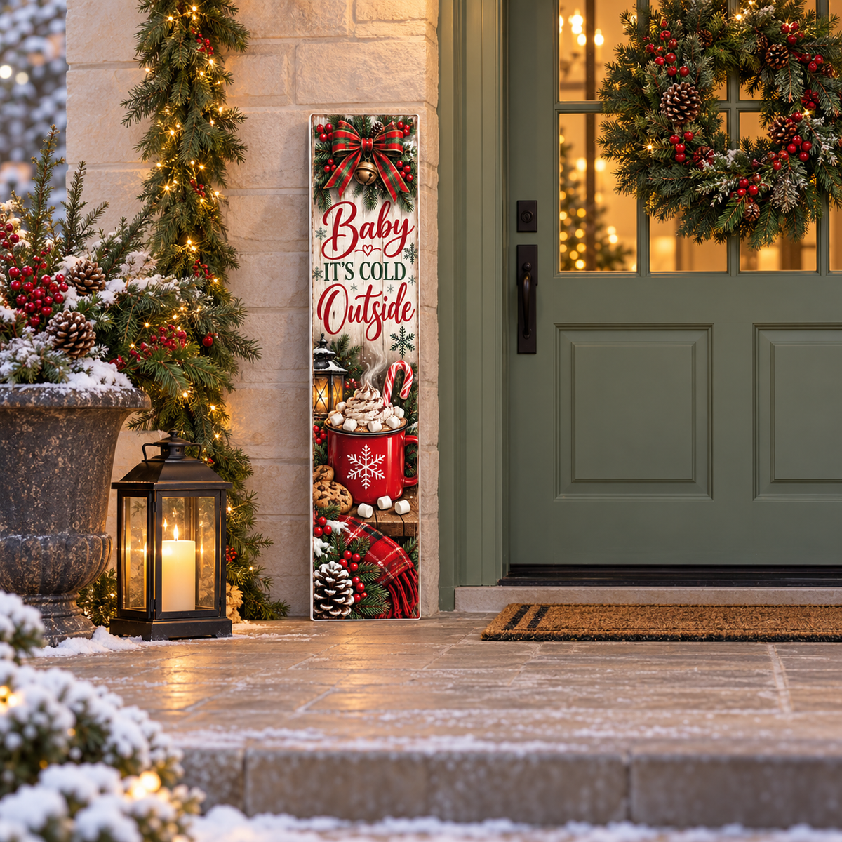 Baby It's Cold Outside Hot Cocoa PVC Porch Board