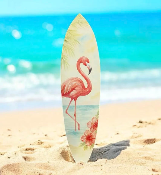Flamingo Surfboard Wall Art, Indoor Outdoor