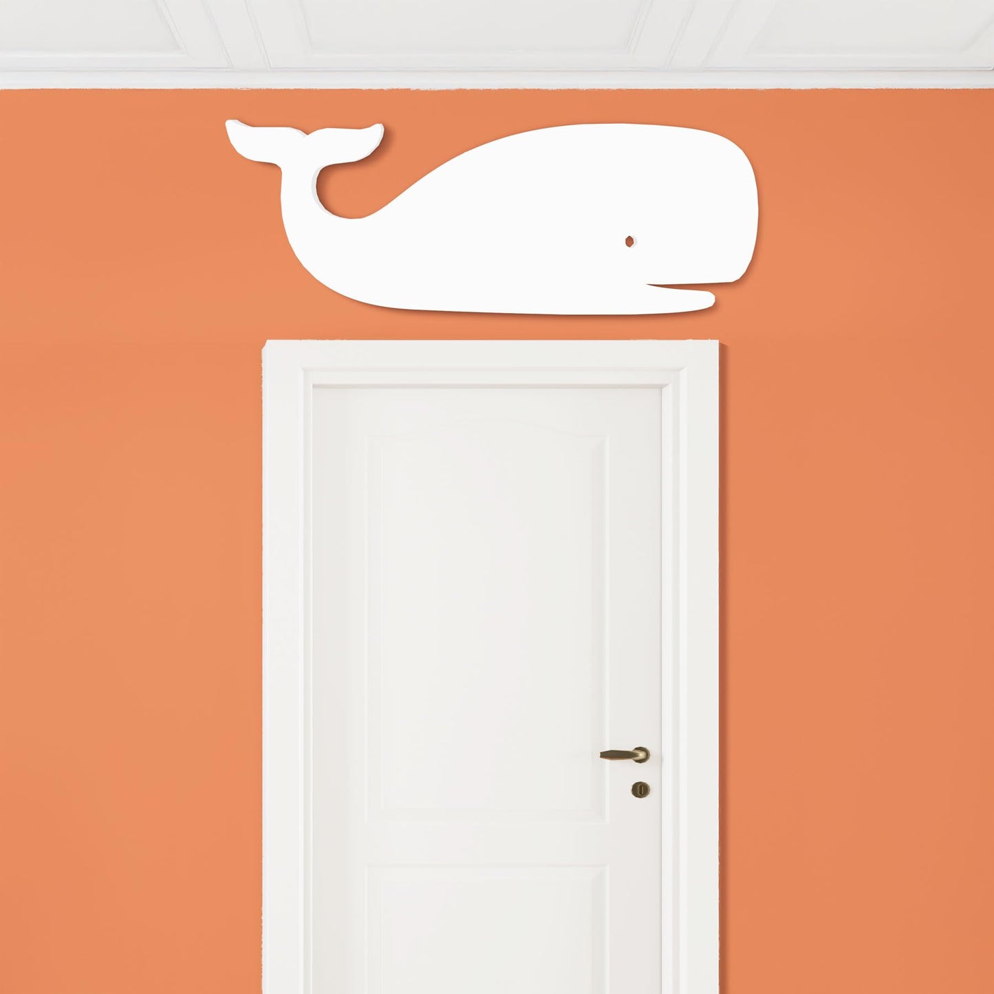 Outdoor White PVC Whale Beach House Wall Art, Coastal Whale Sign