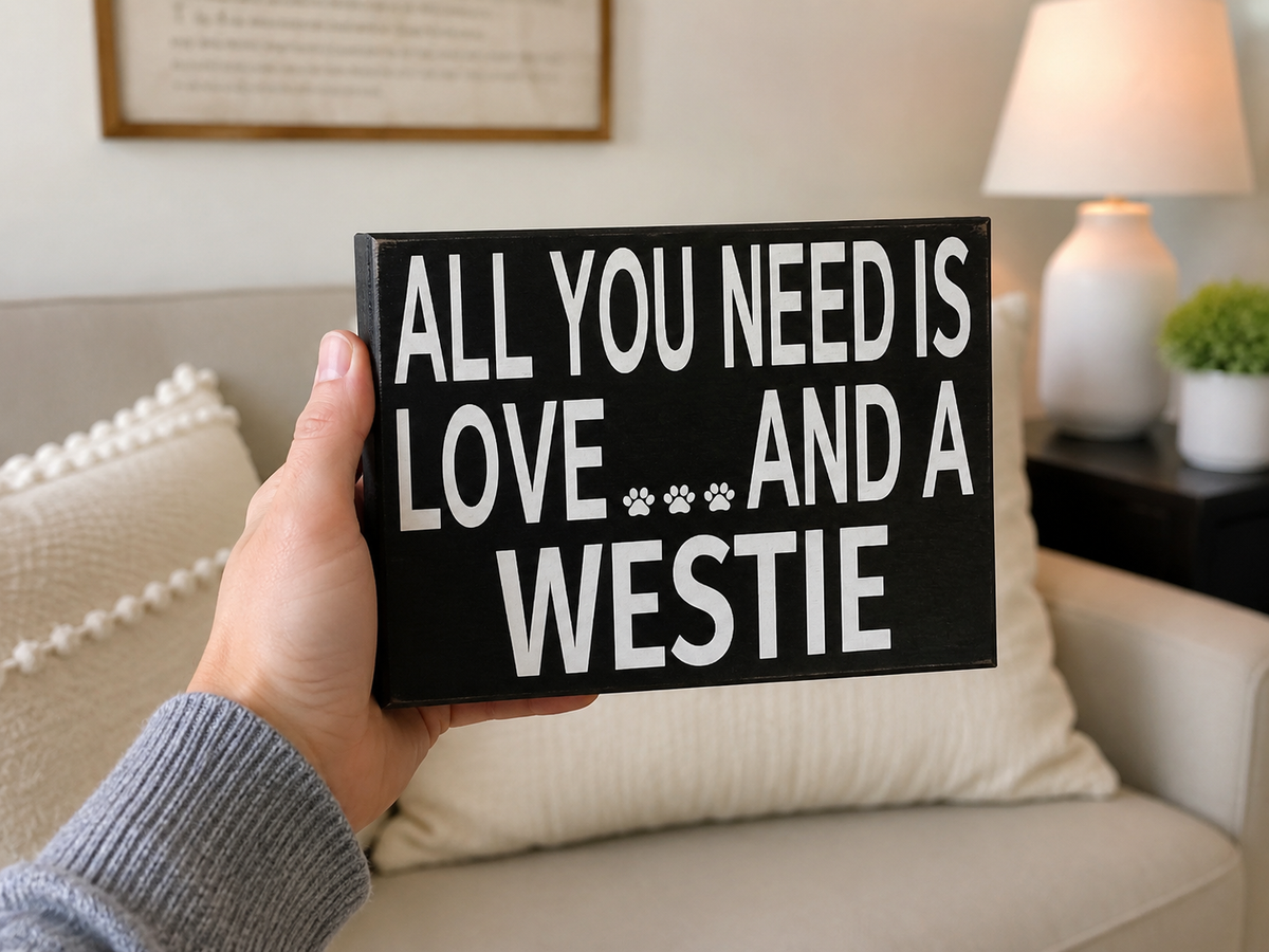 A hand holds a black rectangular sign with bold white text reading 'ALL YOU NEED IS LOVE.