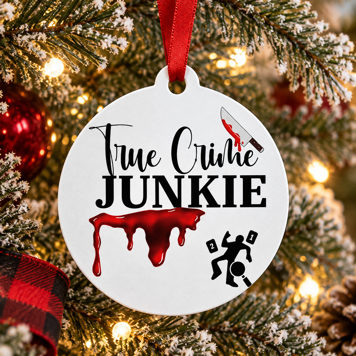 True Crime Junkie Christmas Ornament