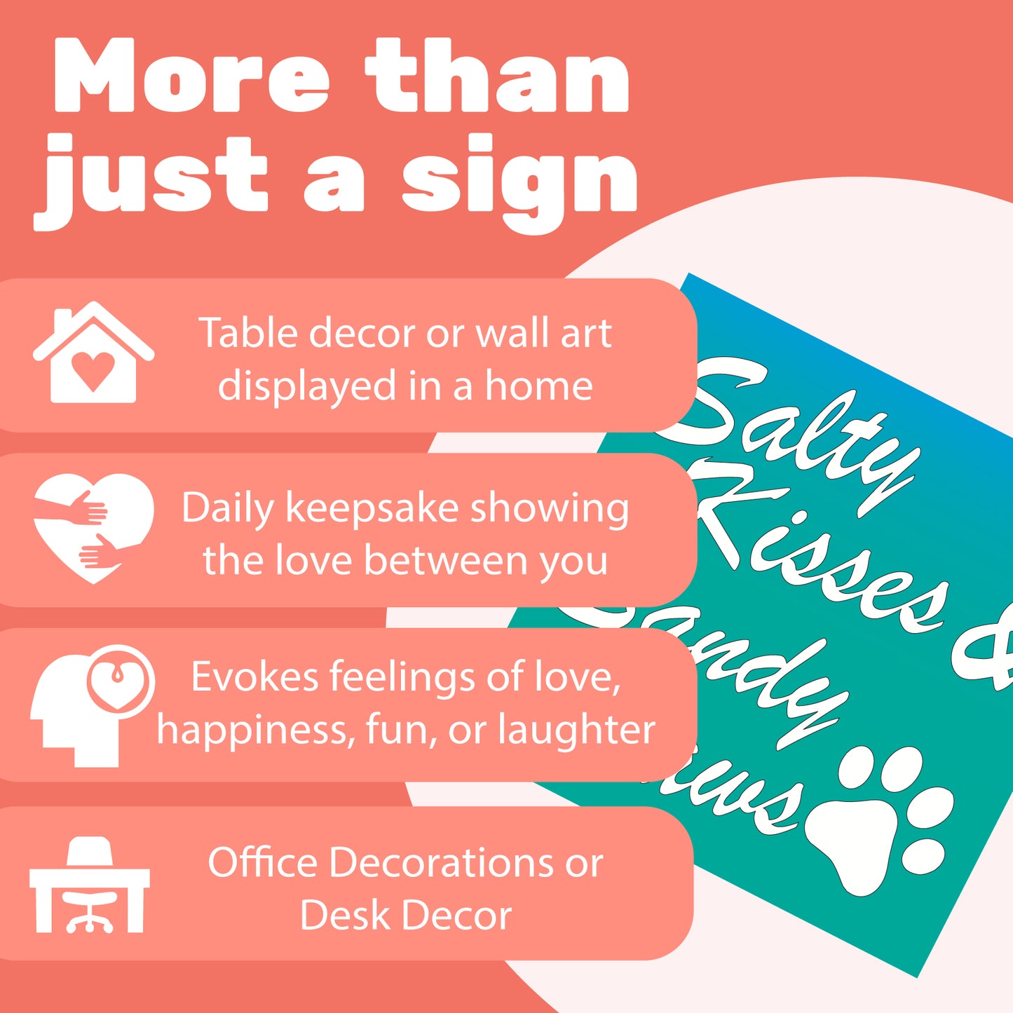 Salty Kisses Sandy Paws Wooden Sign