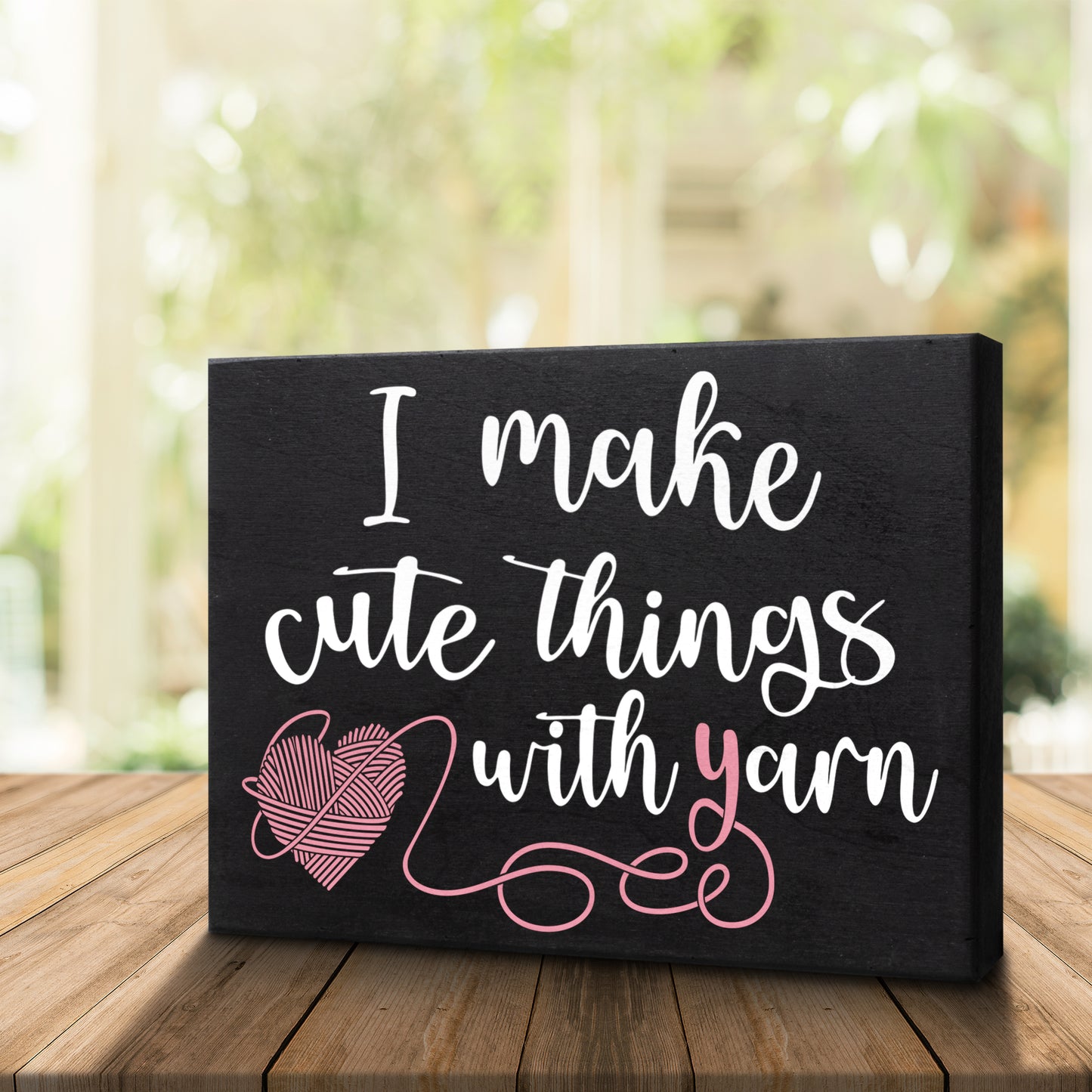 JennyGems Yarn Lovers Gifts, Yarn Sign Craft Room Decor, Crocheting Gifts, Knitting Gifts, 8x6 Inch Wood Sign, I Make Cute Things With Yarn, Gift for Knitters Crochet Lover