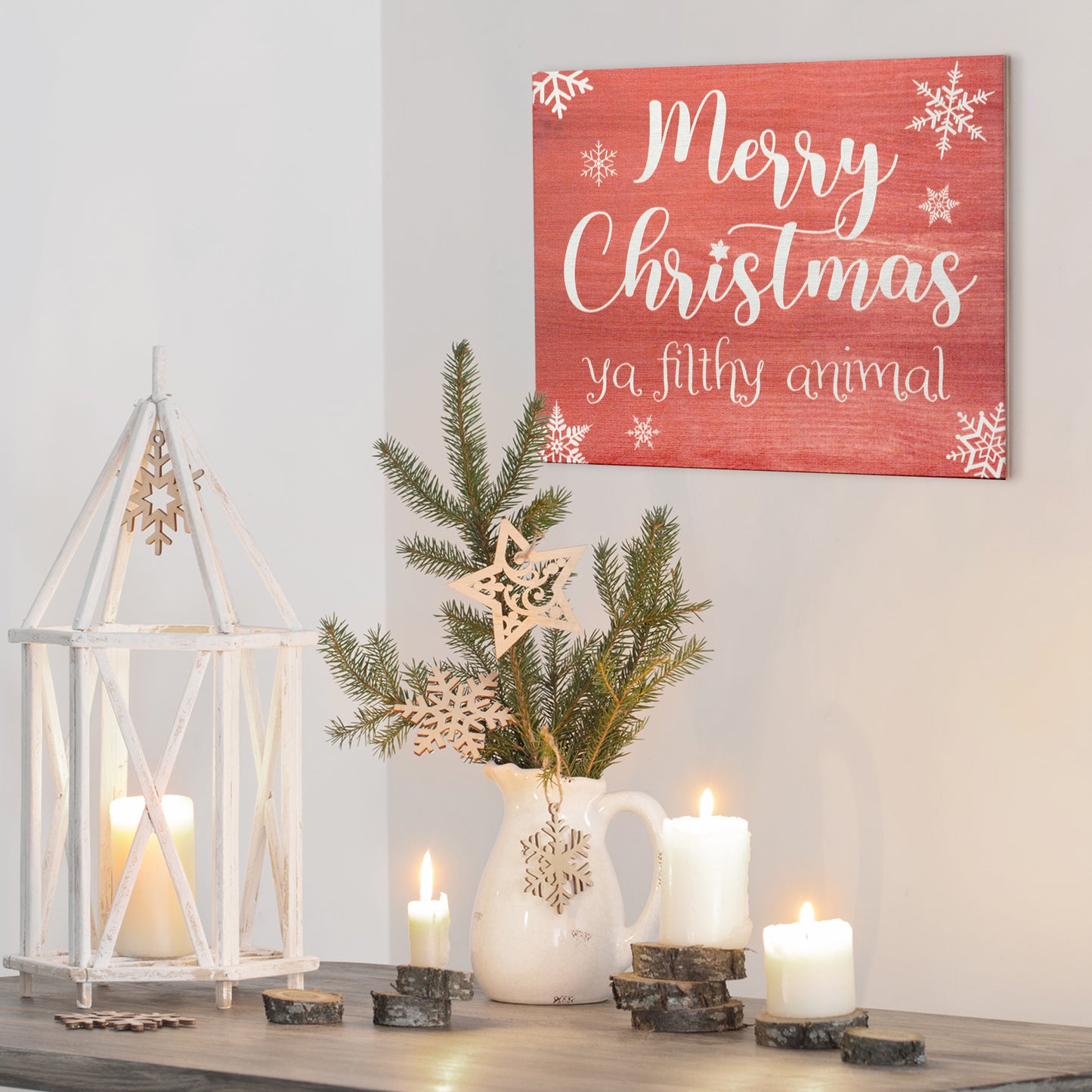 Merry Christmas Ya Filthy Animal Funny Wood Sign, Christmas Decorations, Holiday Decor, American Made