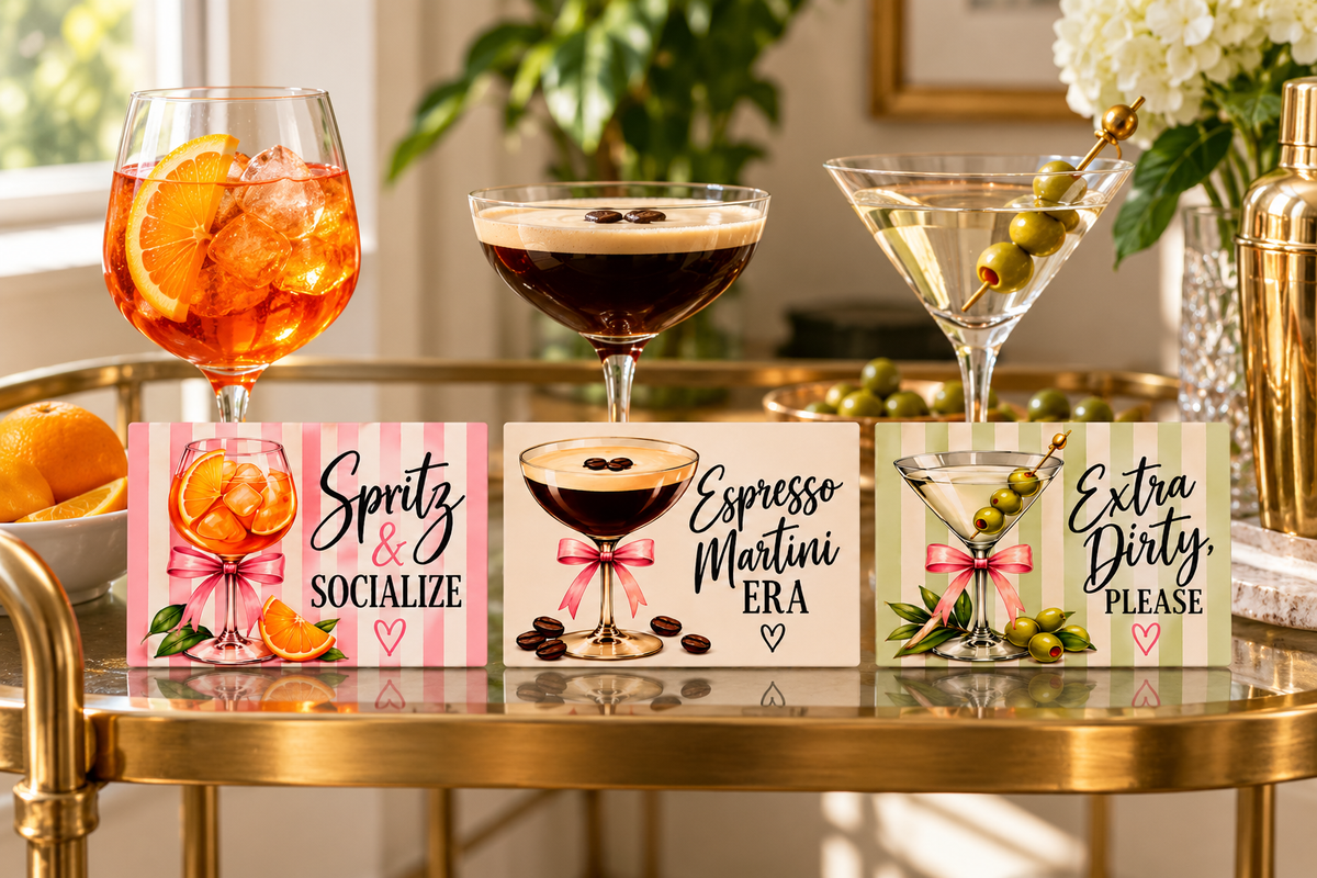 Bougie Girls Club Cocktail Magnets – Set of 3 | Spritz Espresso Martini & Dirty Martini